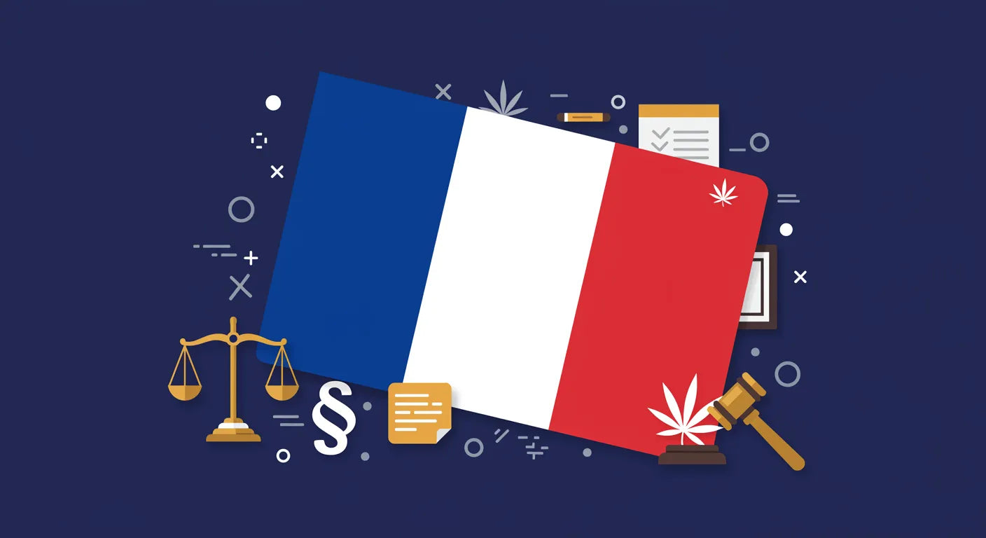 Frankreich-Flagge mit Rechtselementen darauf