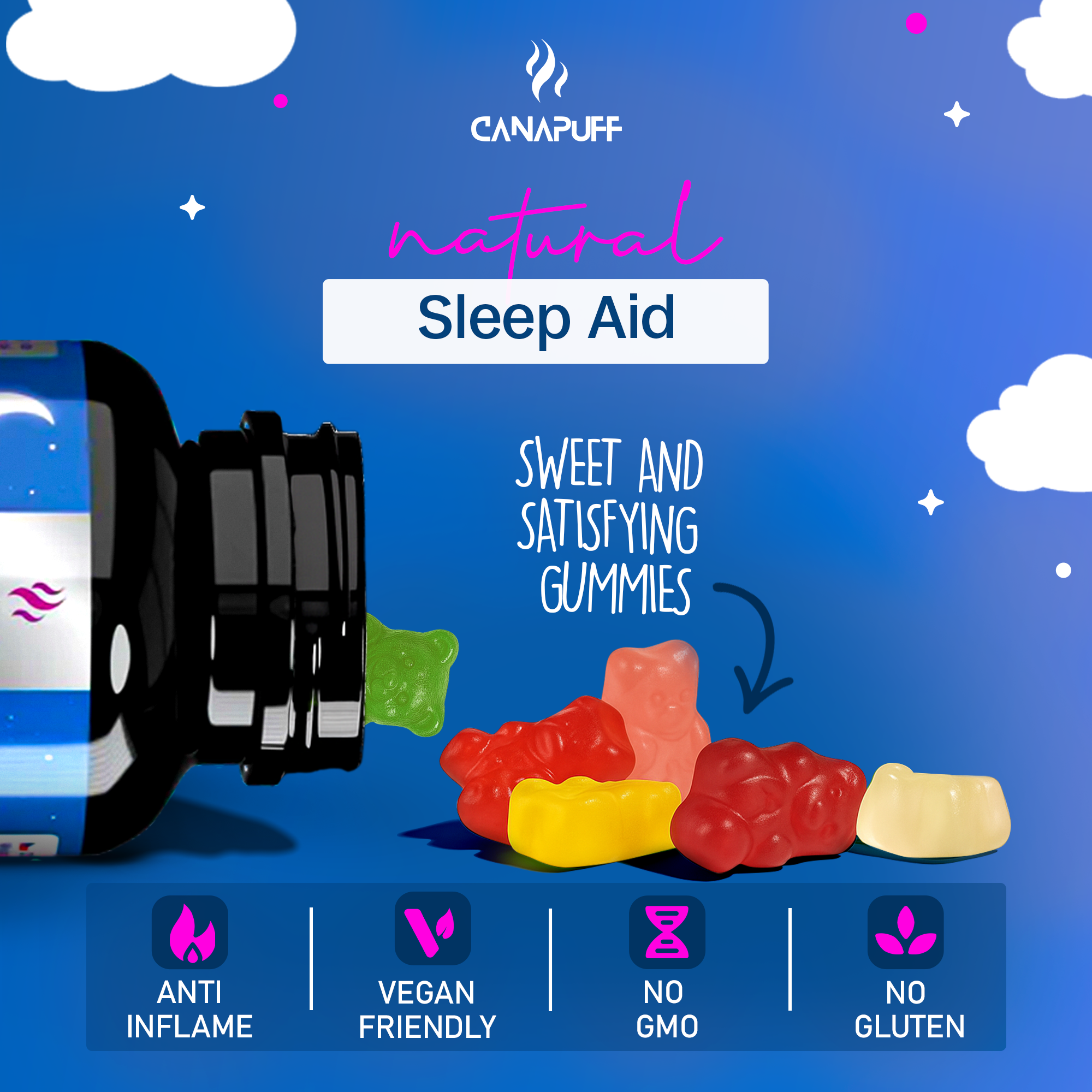 Melatonin Gummibärchen - Himbeer-Canapuff