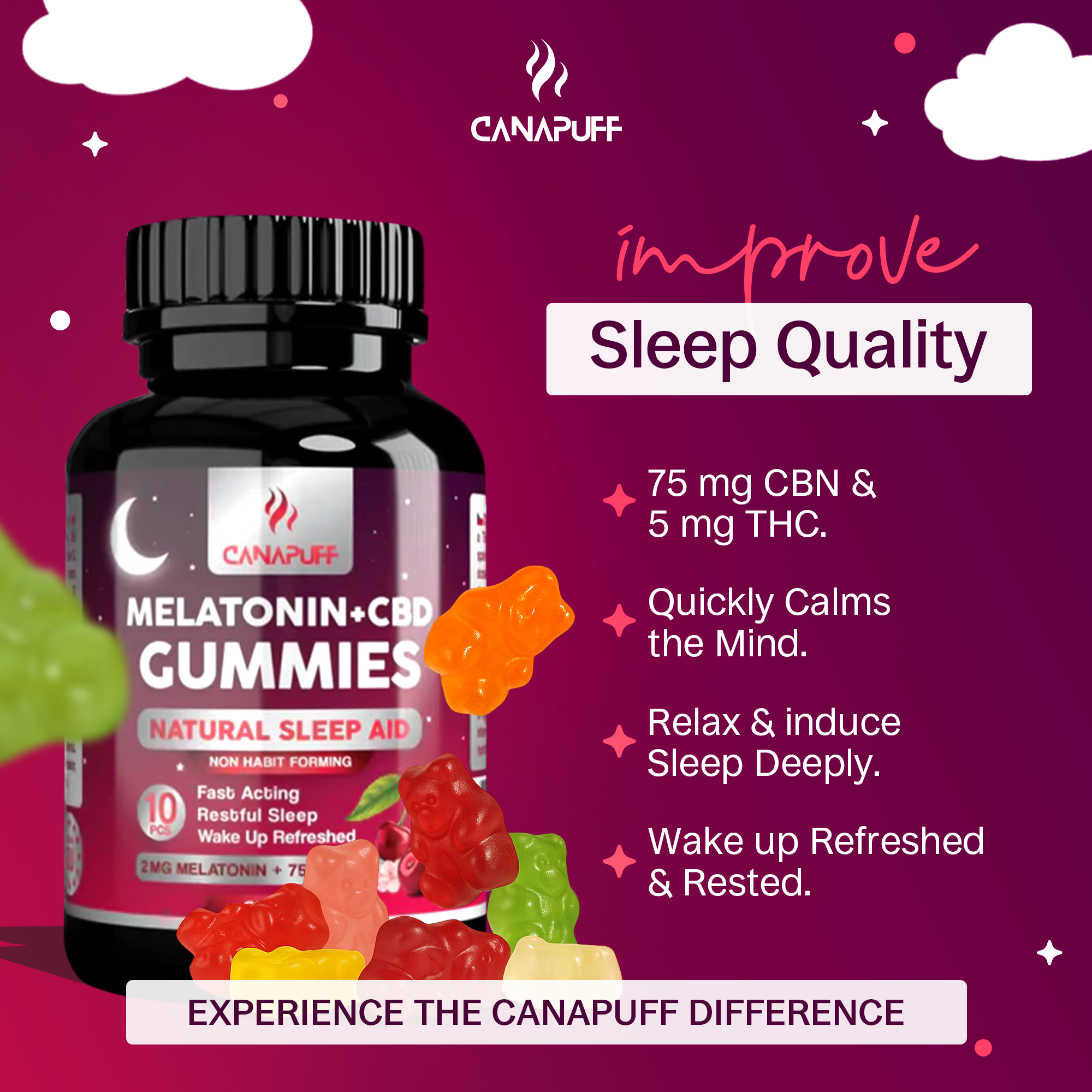 Melatonin+CBD Gummibärchen - Cherry-Canapuff