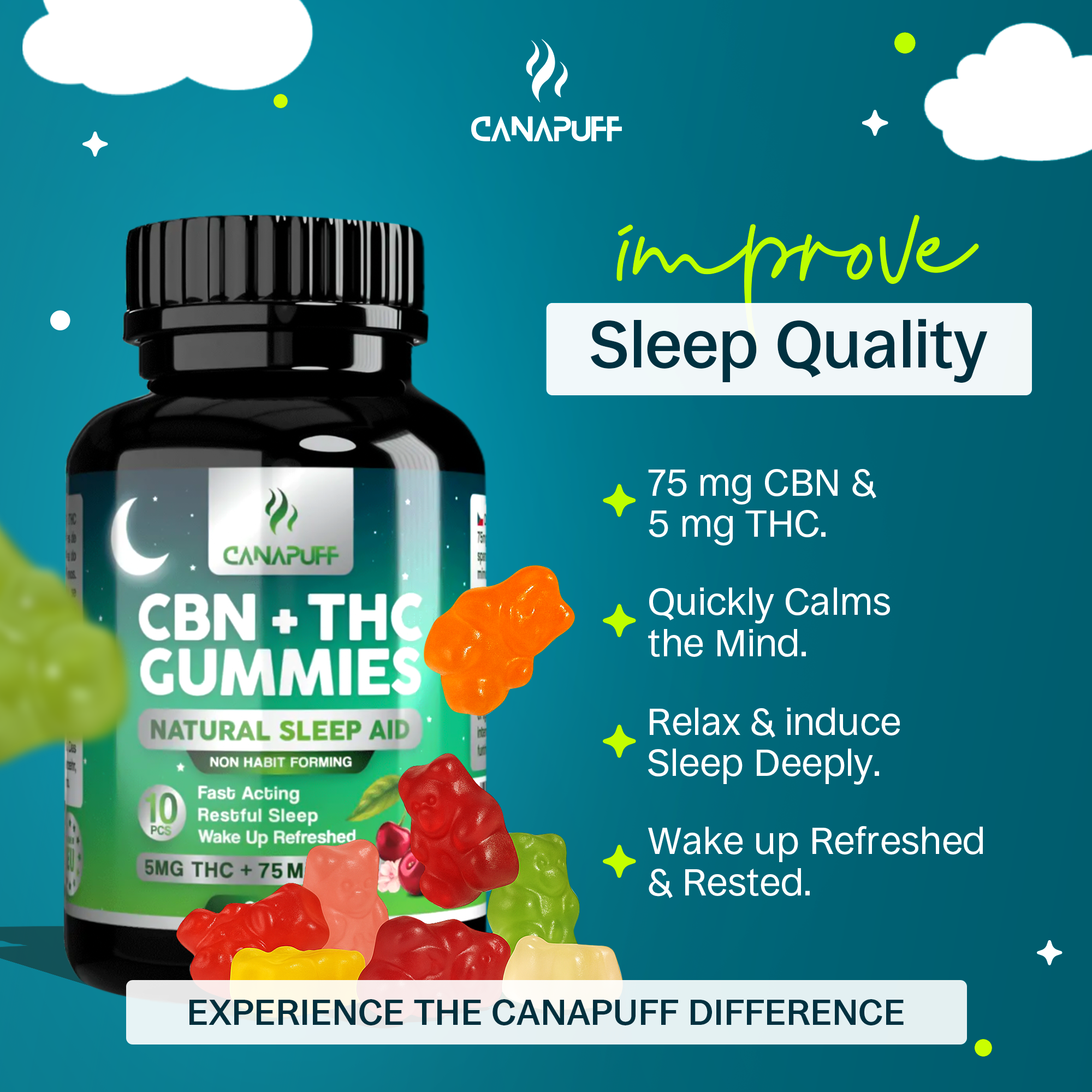 CBN+THC Gummibärchen - Cherry-Canapuff