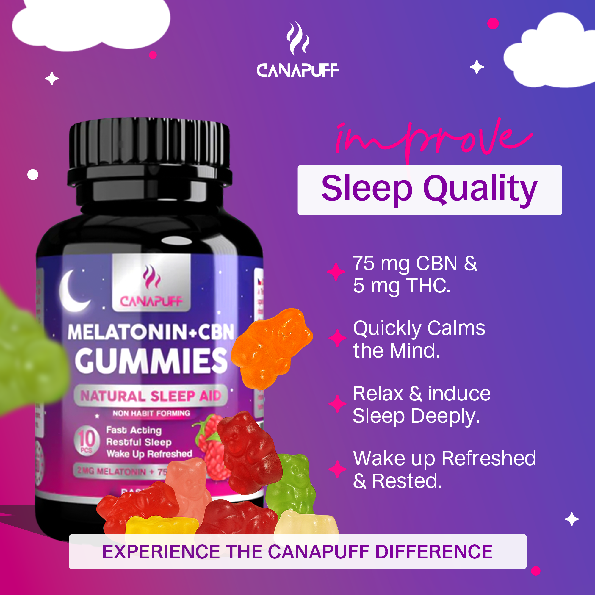 Melatonin+CBN Gummibärchen - Himbeer-Canapuff