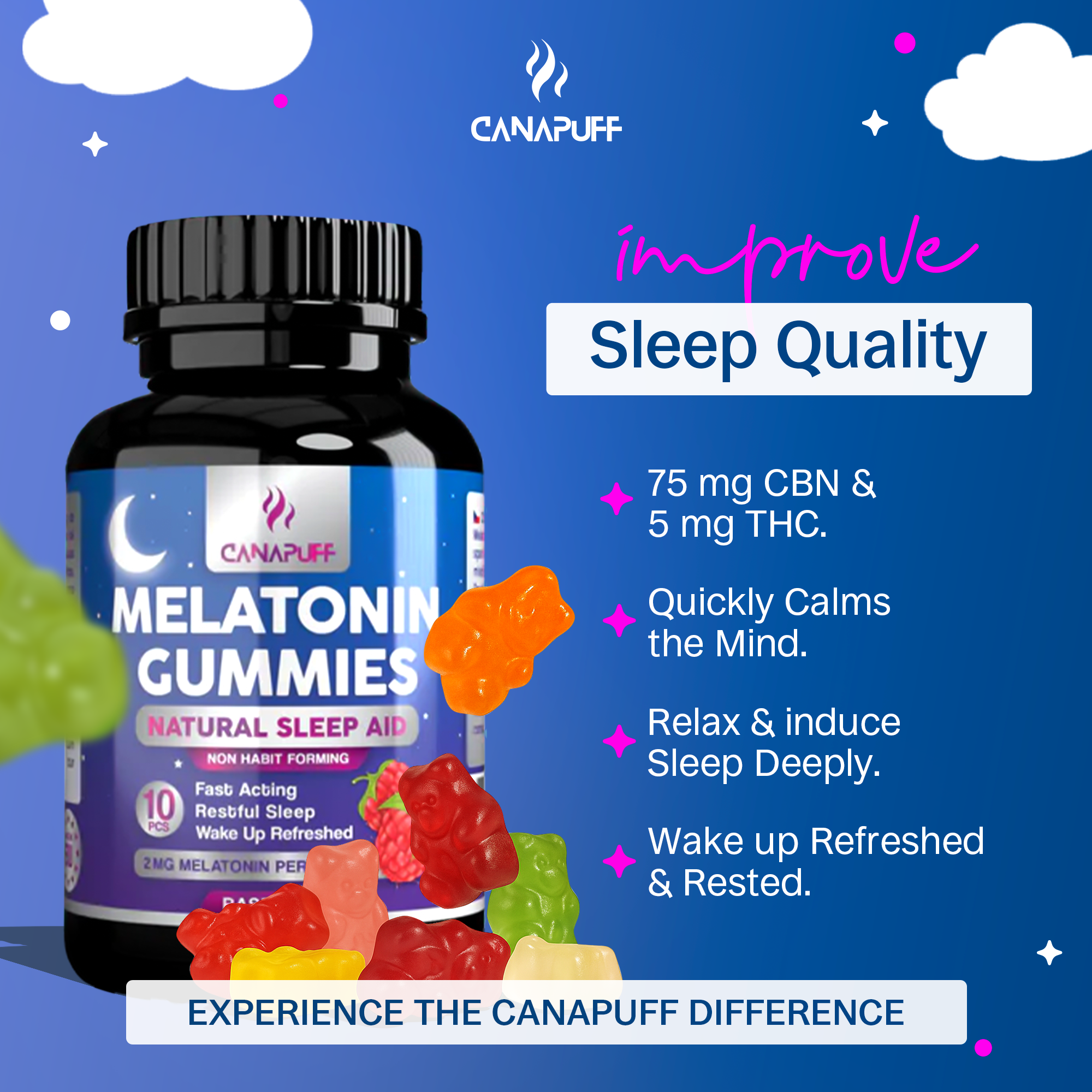 Melatonin Gummibärchen - Himbeer-Canapuff