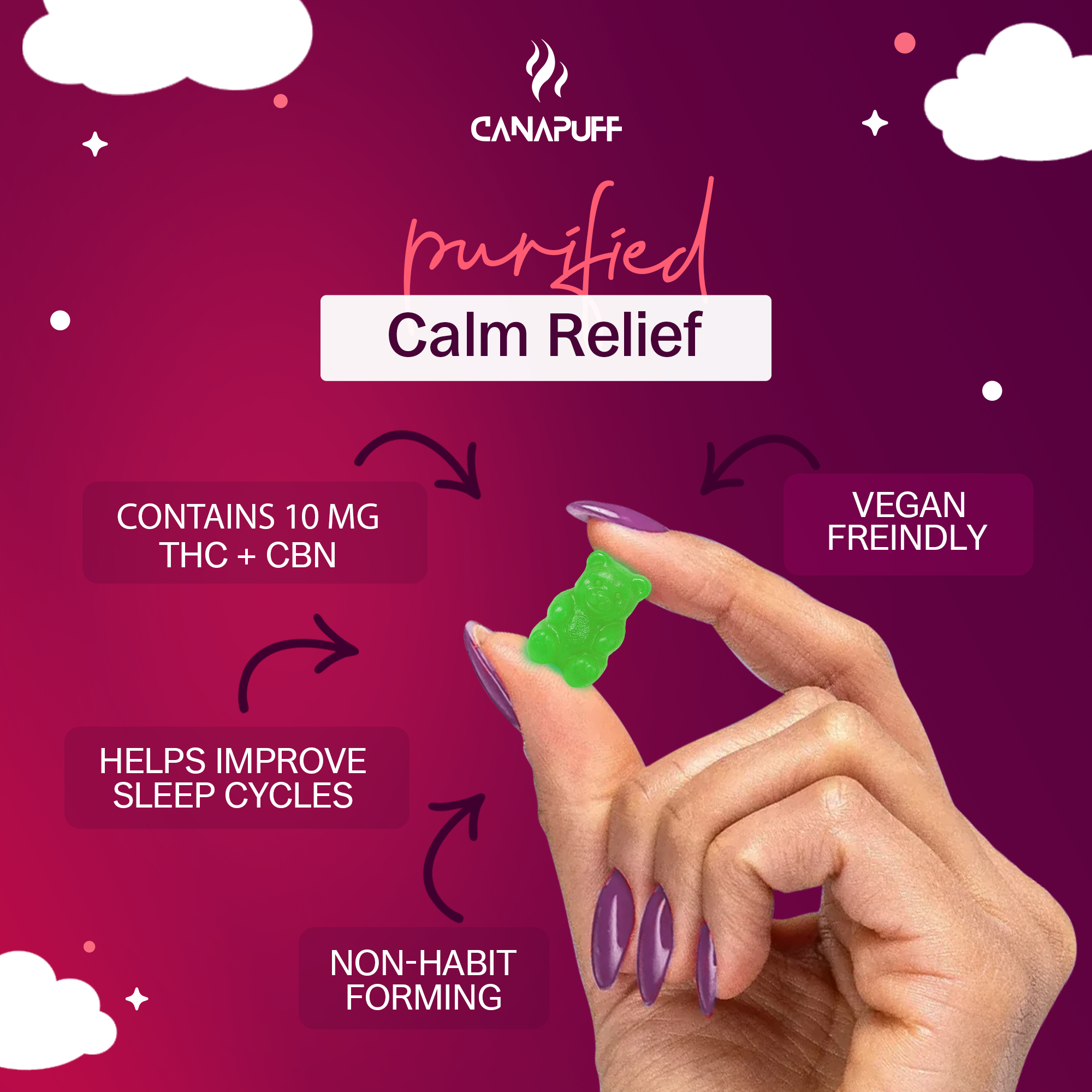 Melatonin+CBD Gummibärchen - Cherry-Canapuff