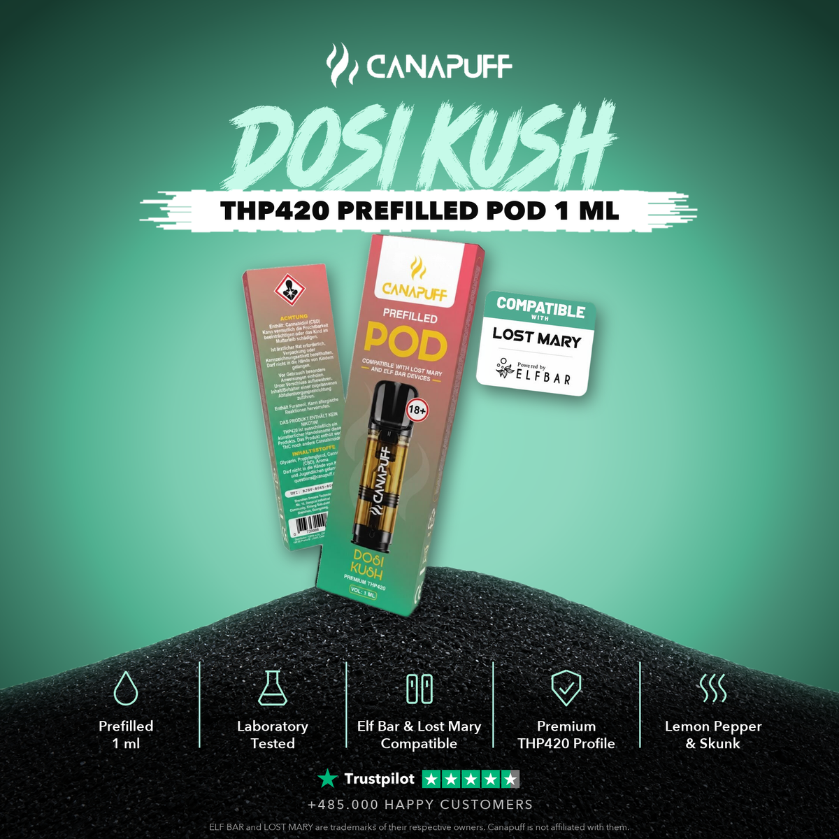 THP420 Dosi Kush prefilled pod 1 ml