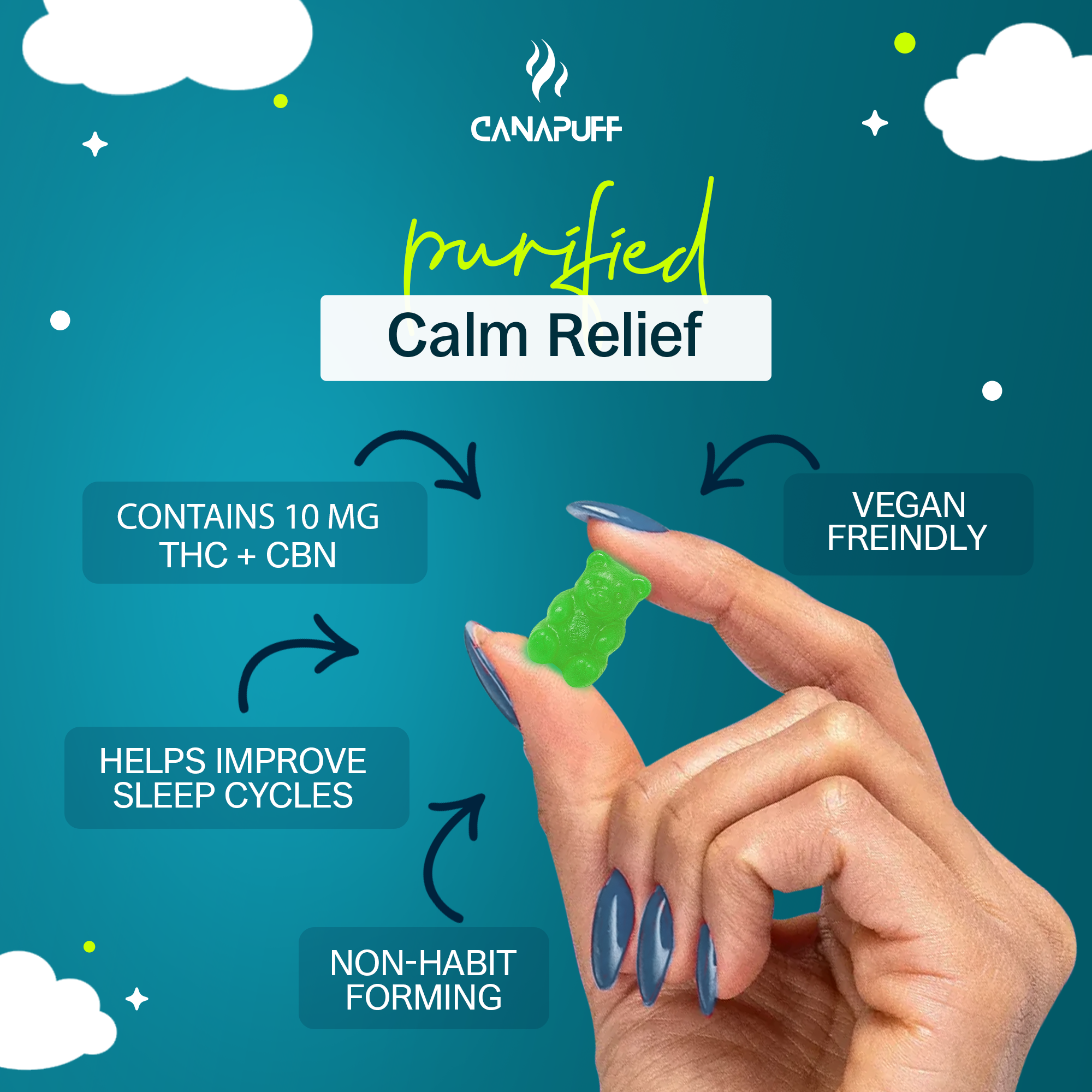 CBN+THC Gummibärchen - Cherry-Canapuff