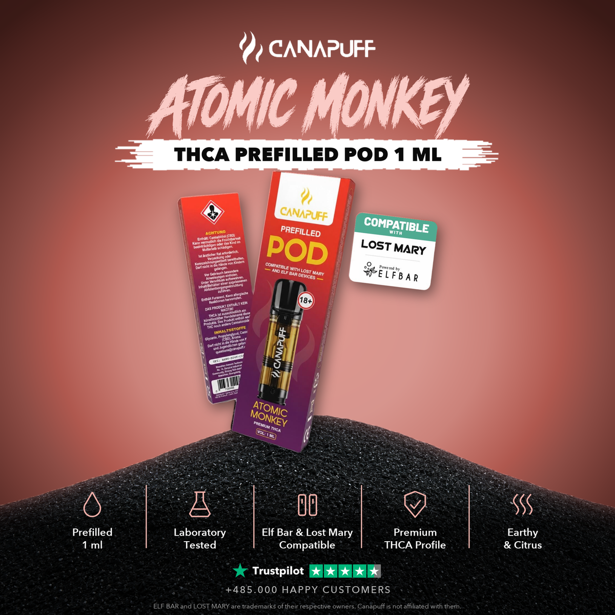 THCA Atomic Monkey prefilled pod 1 ml
