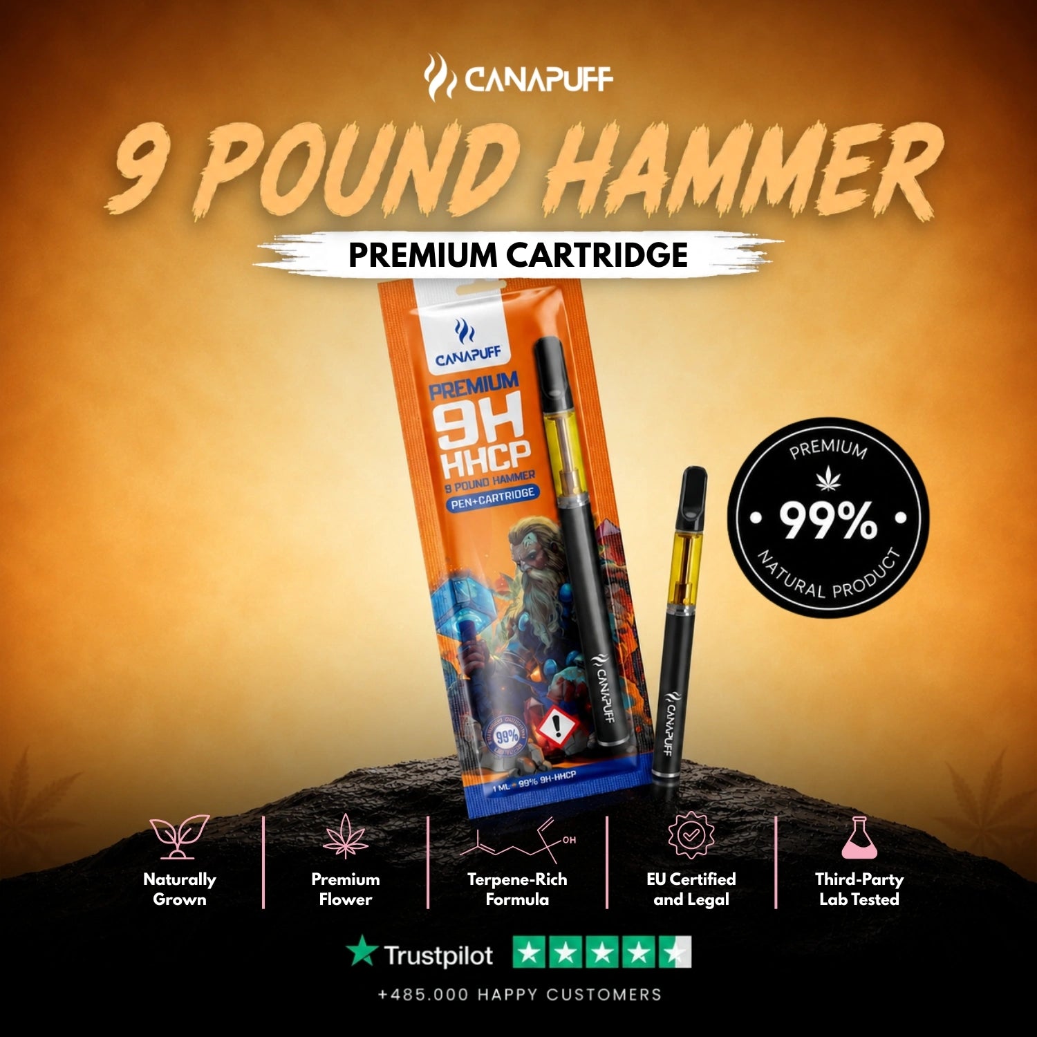 9H-HHCP Pen+Kartusche 9 Pound Hammer 99%