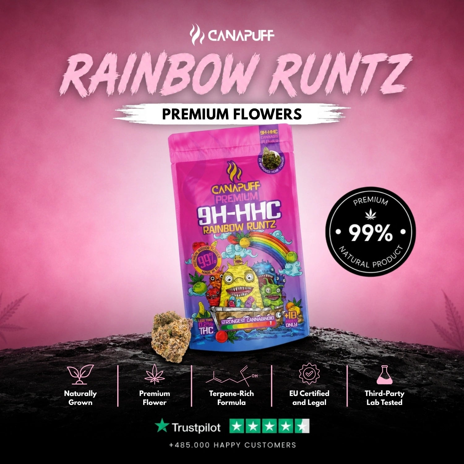 9H-HHC Blüten Rainbow Runtz 99%