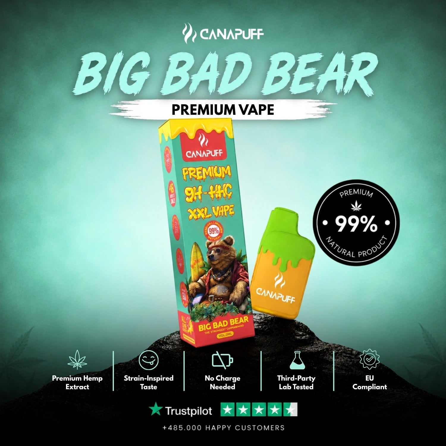 9H-HHC XXL Vape Big Bad Bear 99% 2ml