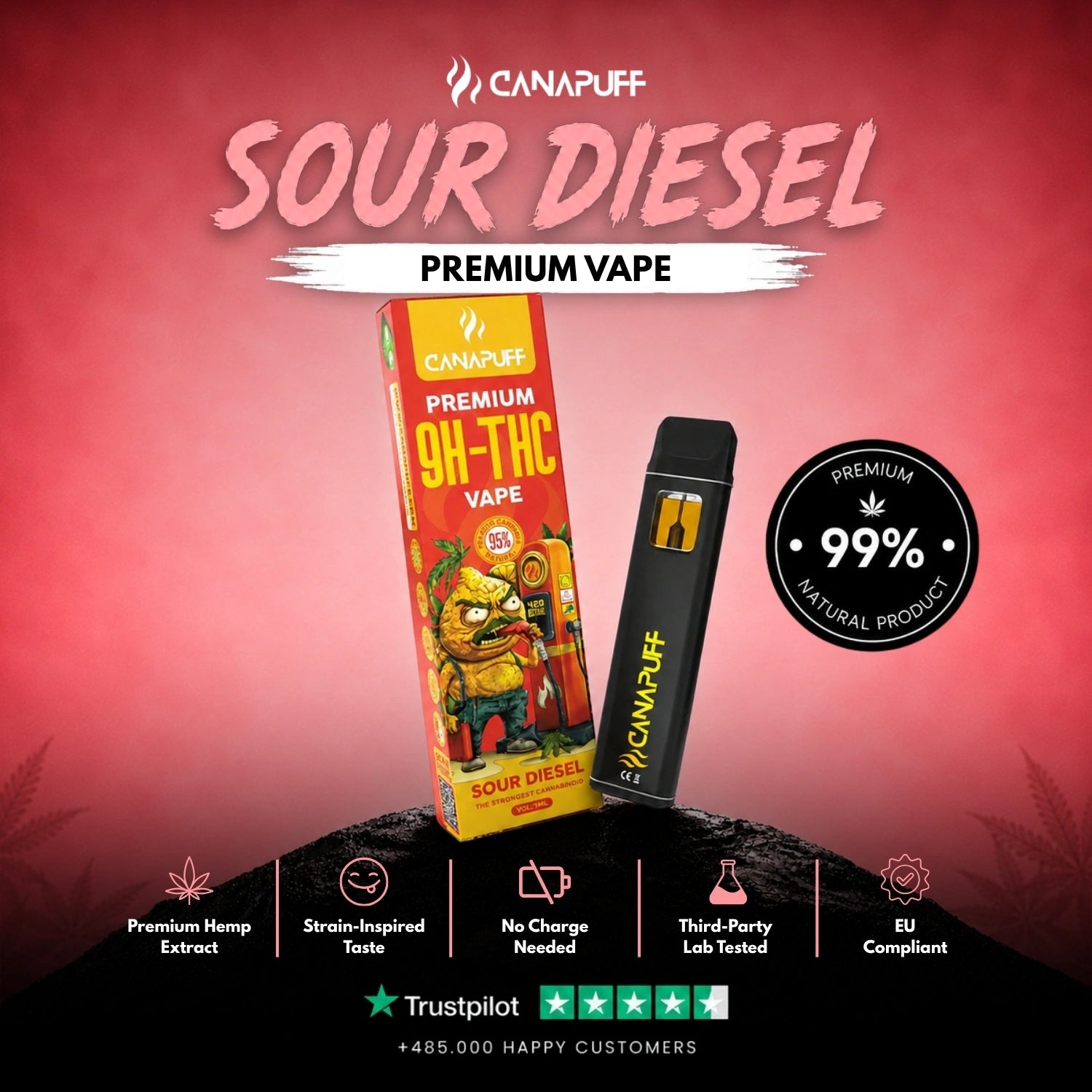 9H-THC Vape Sour Diesel 95% 1 ml