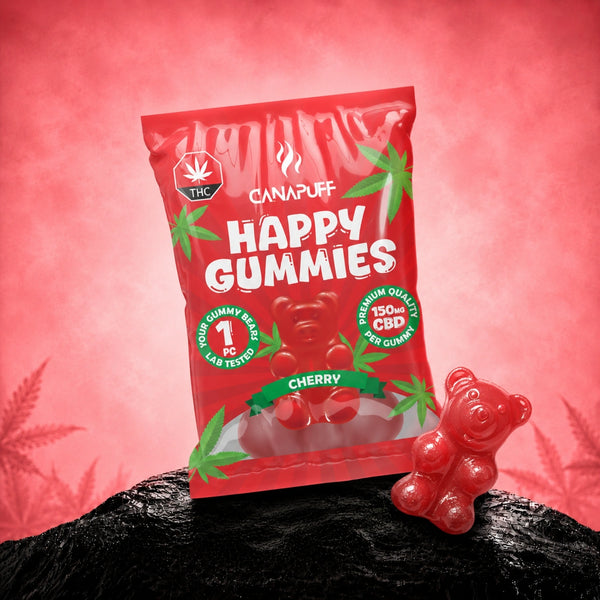 Canapuff CBD Gummies Cherry 150 mg, 1 stk. sur vingummibamse