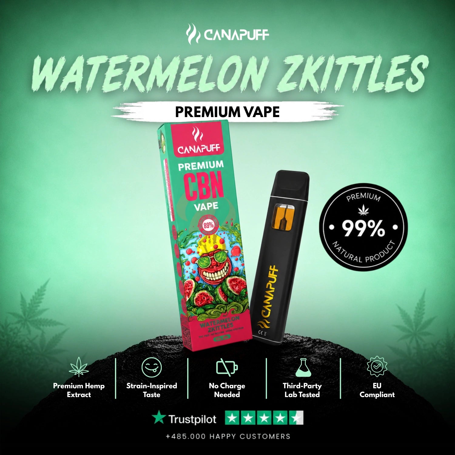 CBN Vape Wassermelone Zkittles 89 % 1 ml
