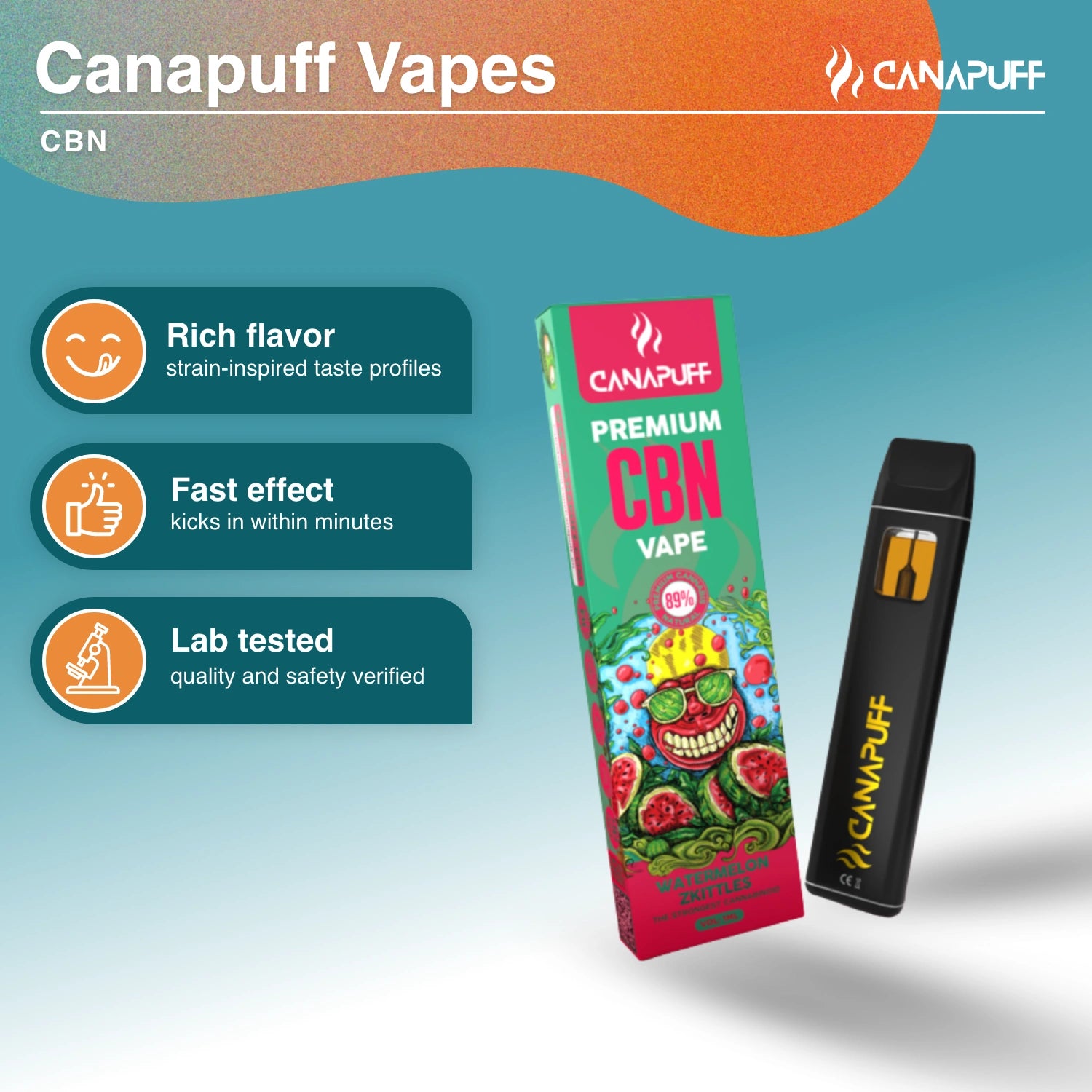 Watermelon Zkittles 89% CBN - Vape - 1ml - CanaPuff