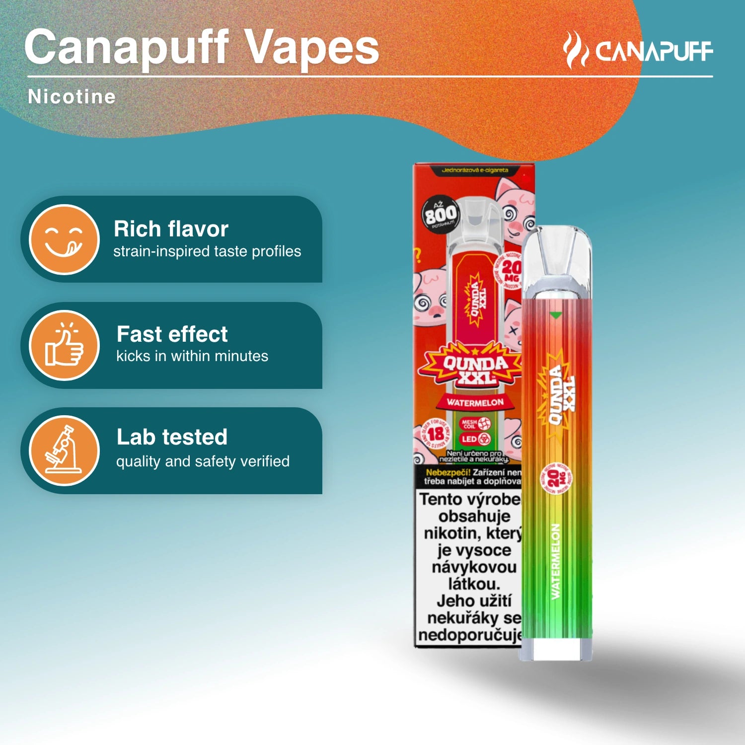 Qunda XXL Wassermelone - Nikotin Vape - Canapuff
