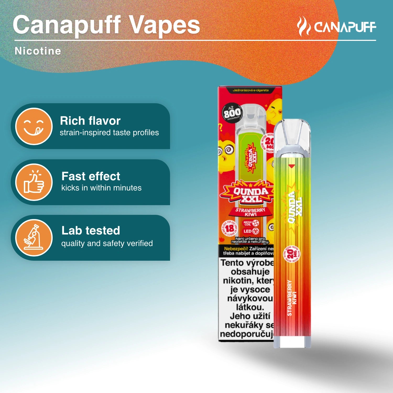 Qunda XXL Strawberry Kiwi - Nikotin Vape - Canapuff