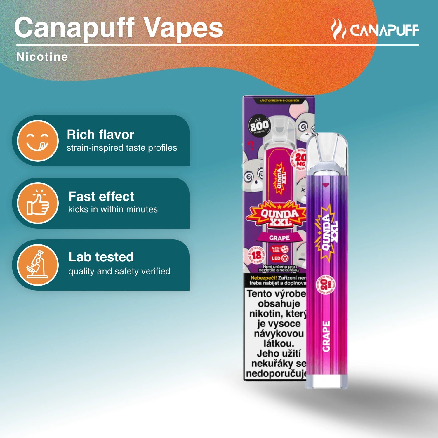 Qunda XXL Grape - Nikotin Vape - Canapuff