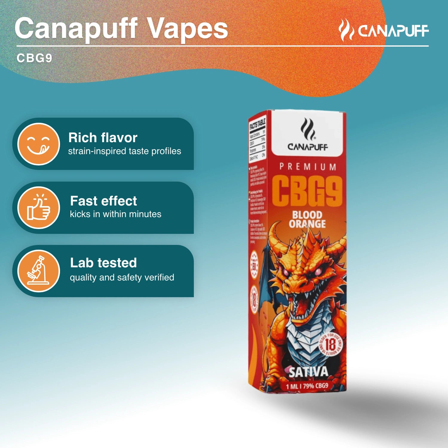 Blood Orange 79% CBG9 - Vape - 1ml - Canapuff