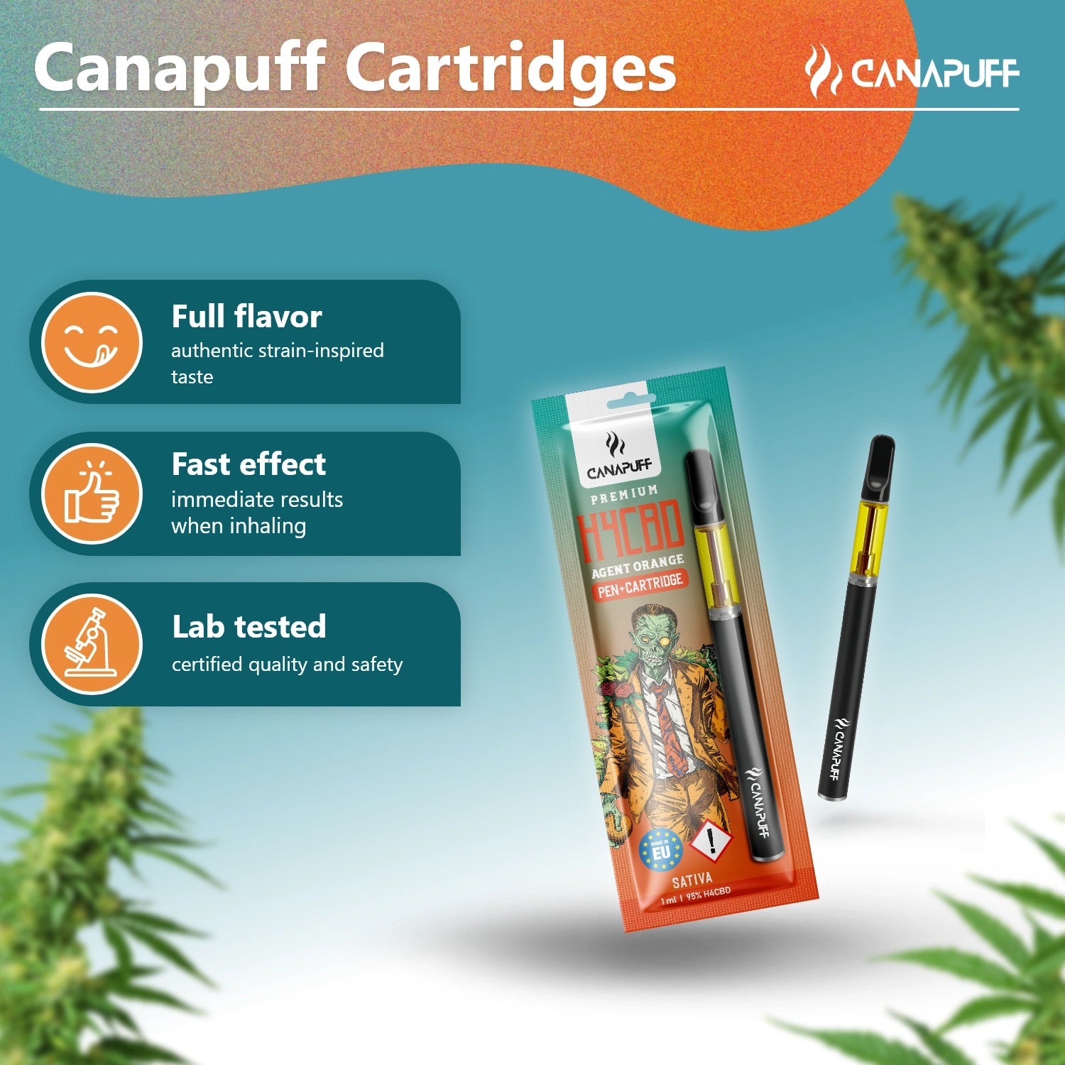 H4CBD Pen+Cartridge Agent Orange 95%