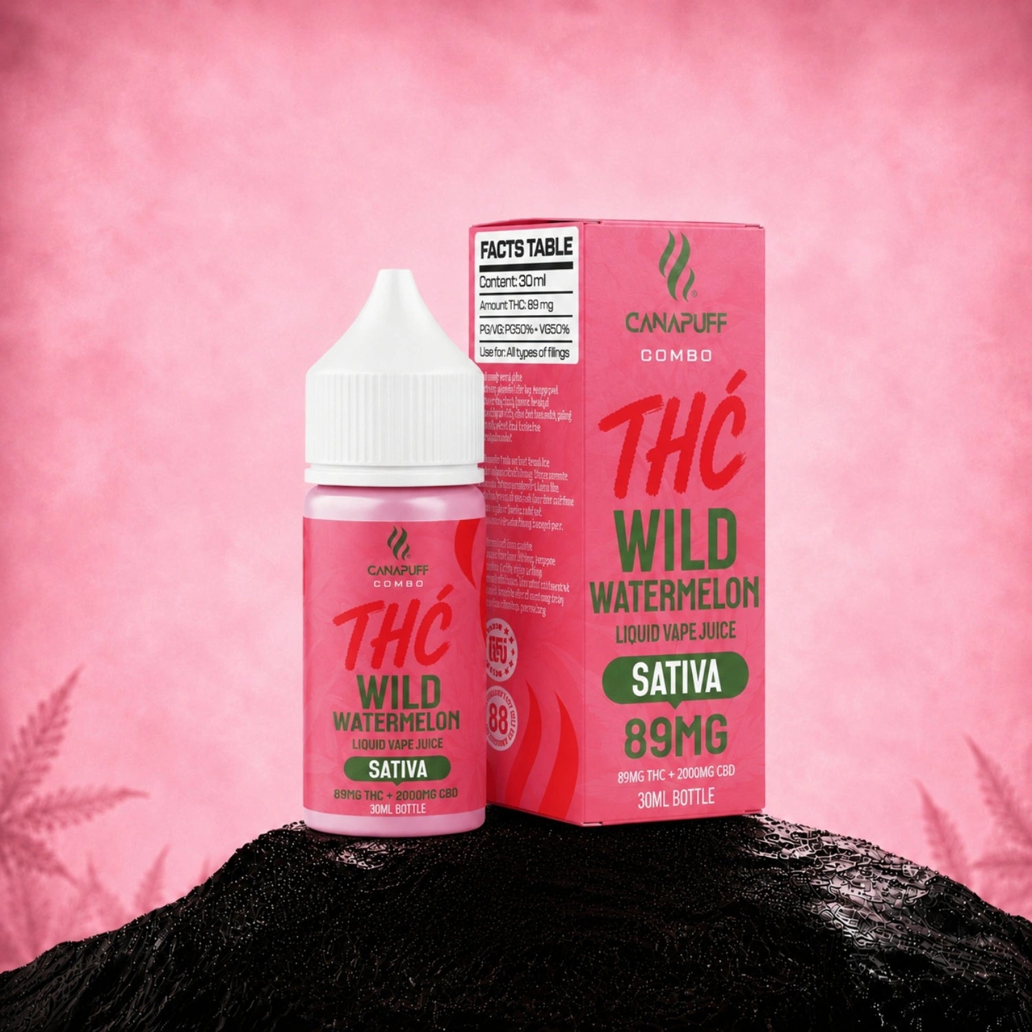 Canapuff Delta 9 Liquid CBD Wild Watermelon 89mg vape juice 30ml bottle