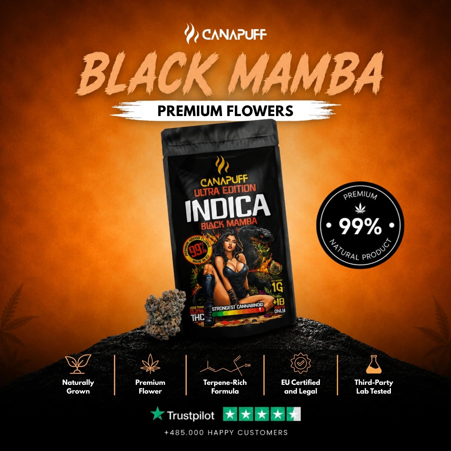 Indica Blüten Black Mamba Ultra Edition 99%