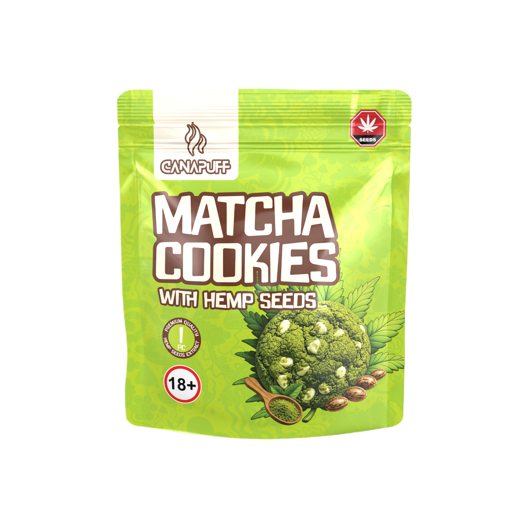 Matcha Cookies with hemp seeds