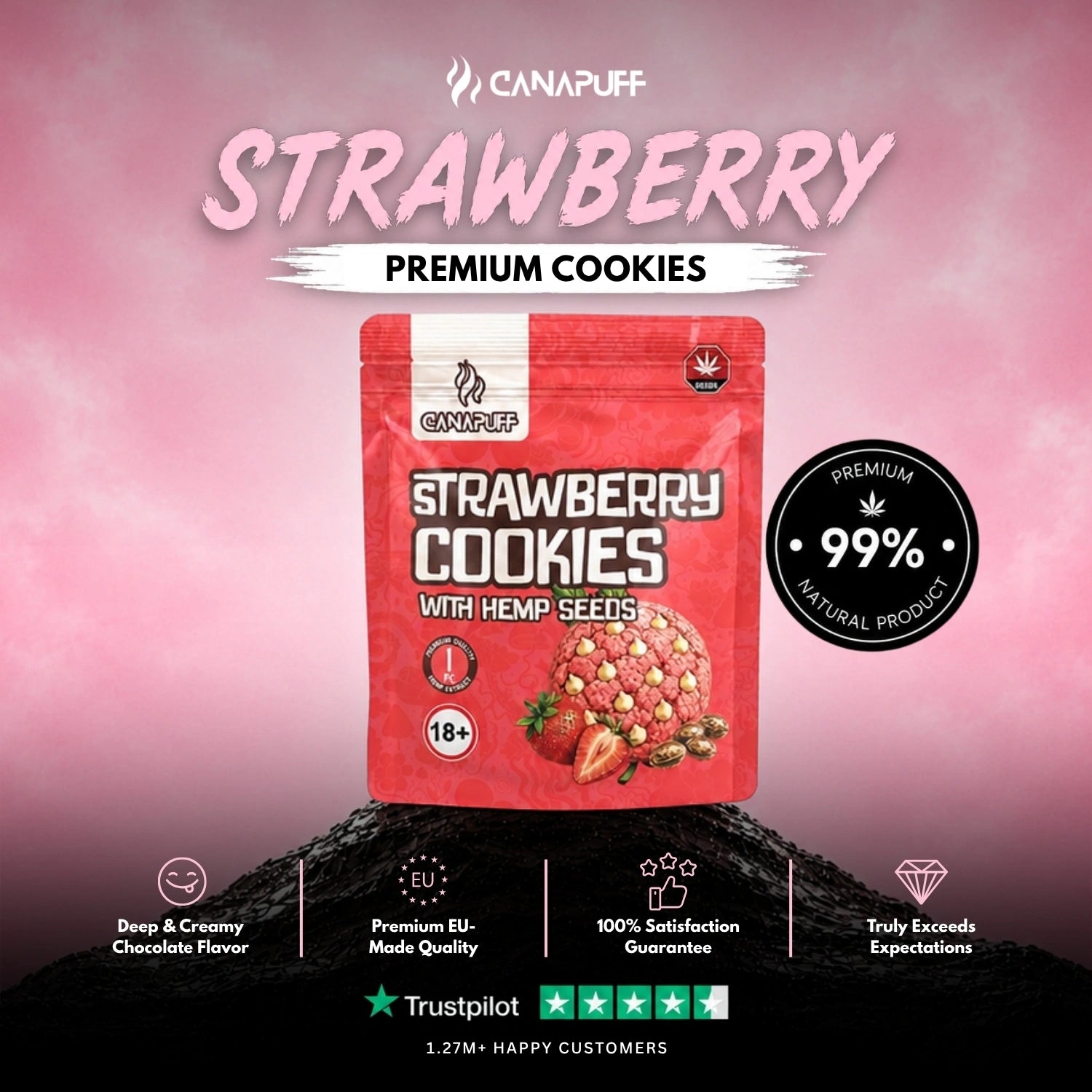 Strawberry Cookies mit Hanfsamen