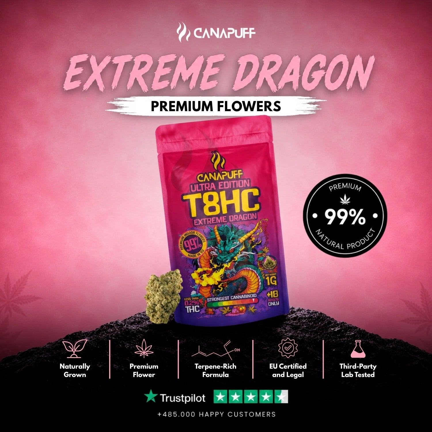 T8HC Blüten Extreme Dragon 99%