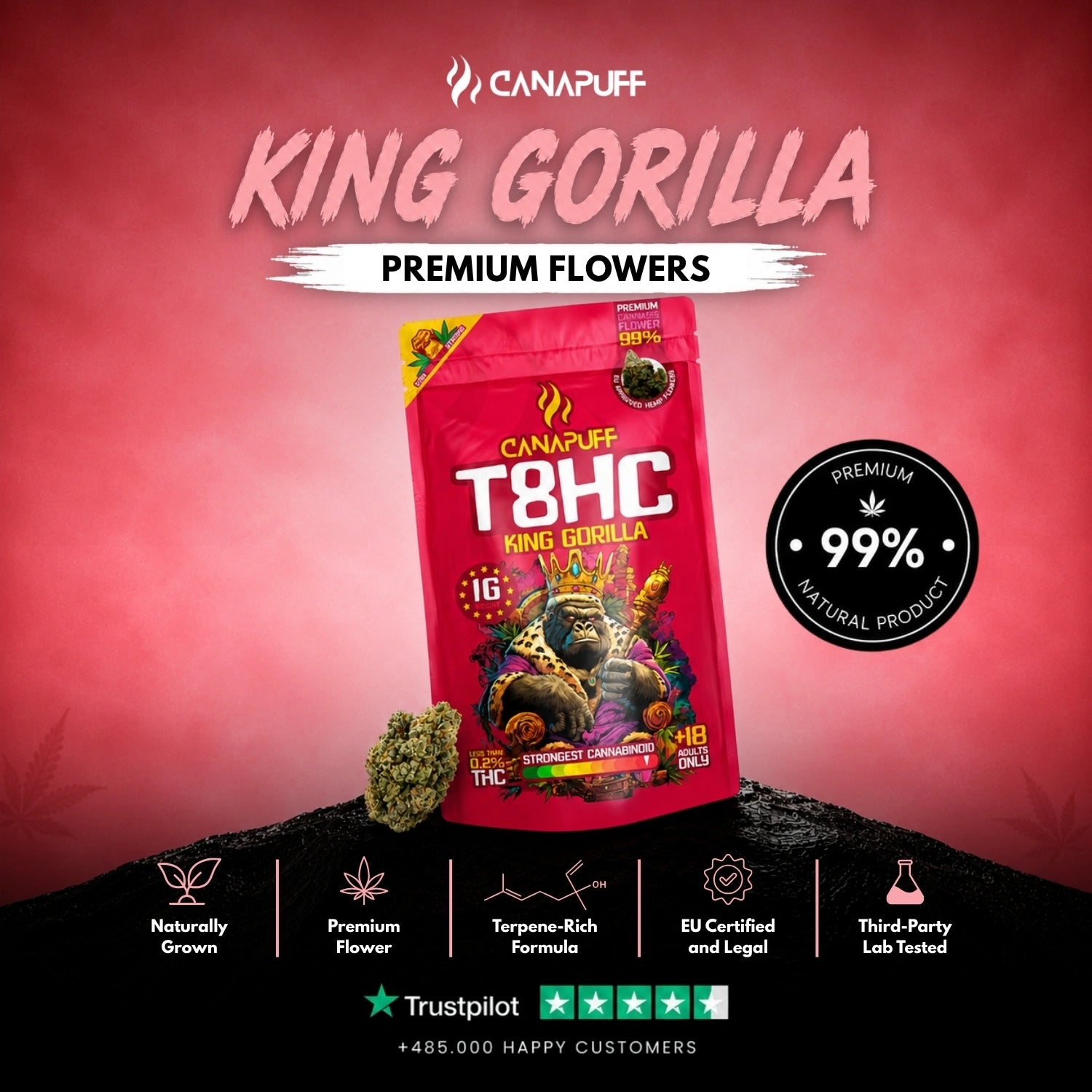 T8HC Blüten King Gorilla 99%