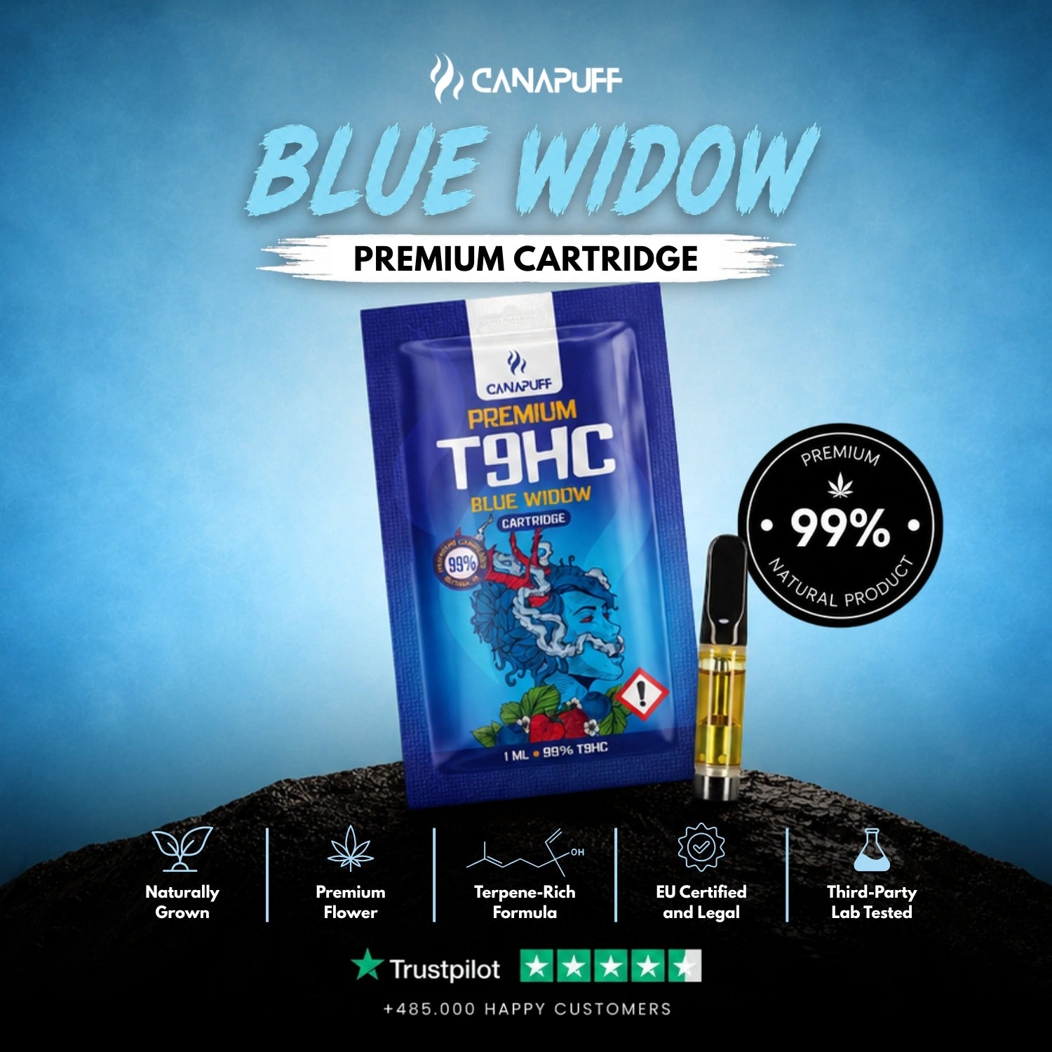 T9HC Kartusche Blue Widow 99%