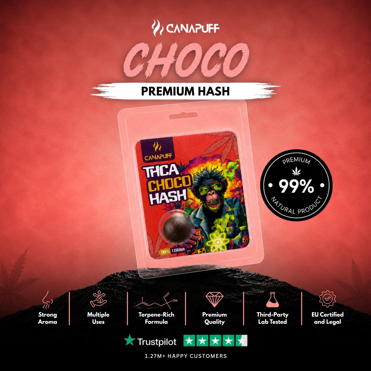 THCA Hash Choco 99 % 1g