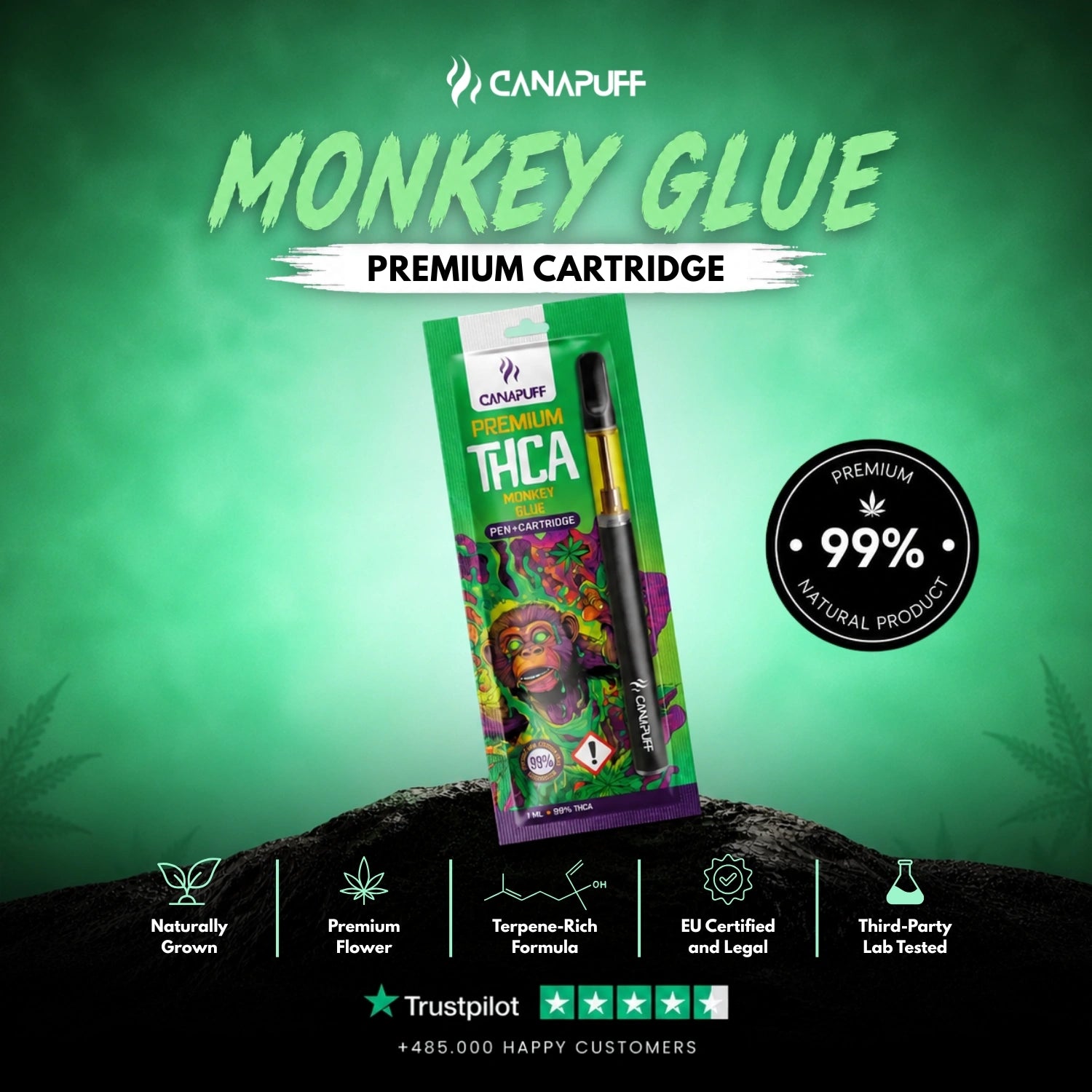 THCA Pen+Kartusche Monkey Glue 99%
