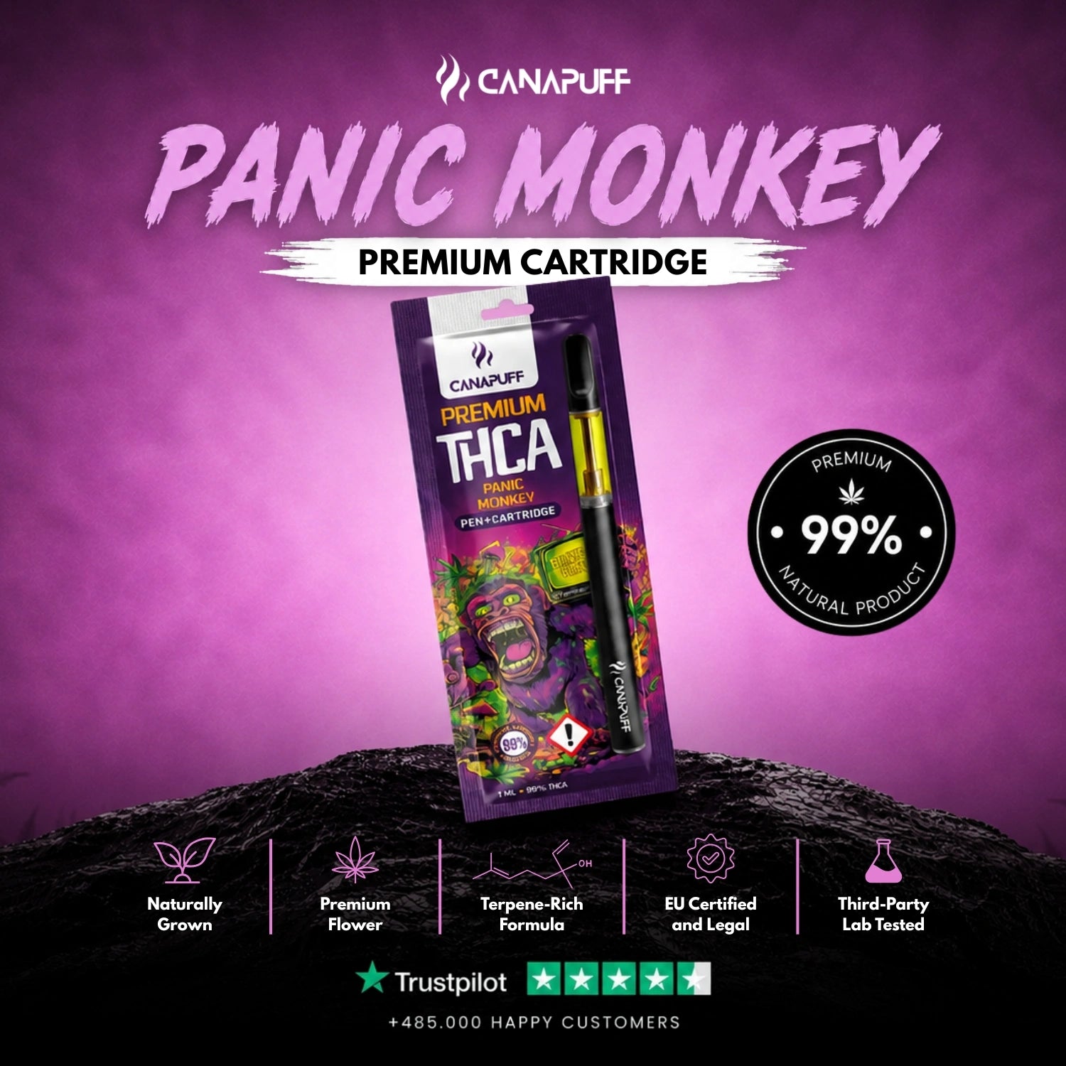THCA Pen+Kartusche Panic Monkey 99%