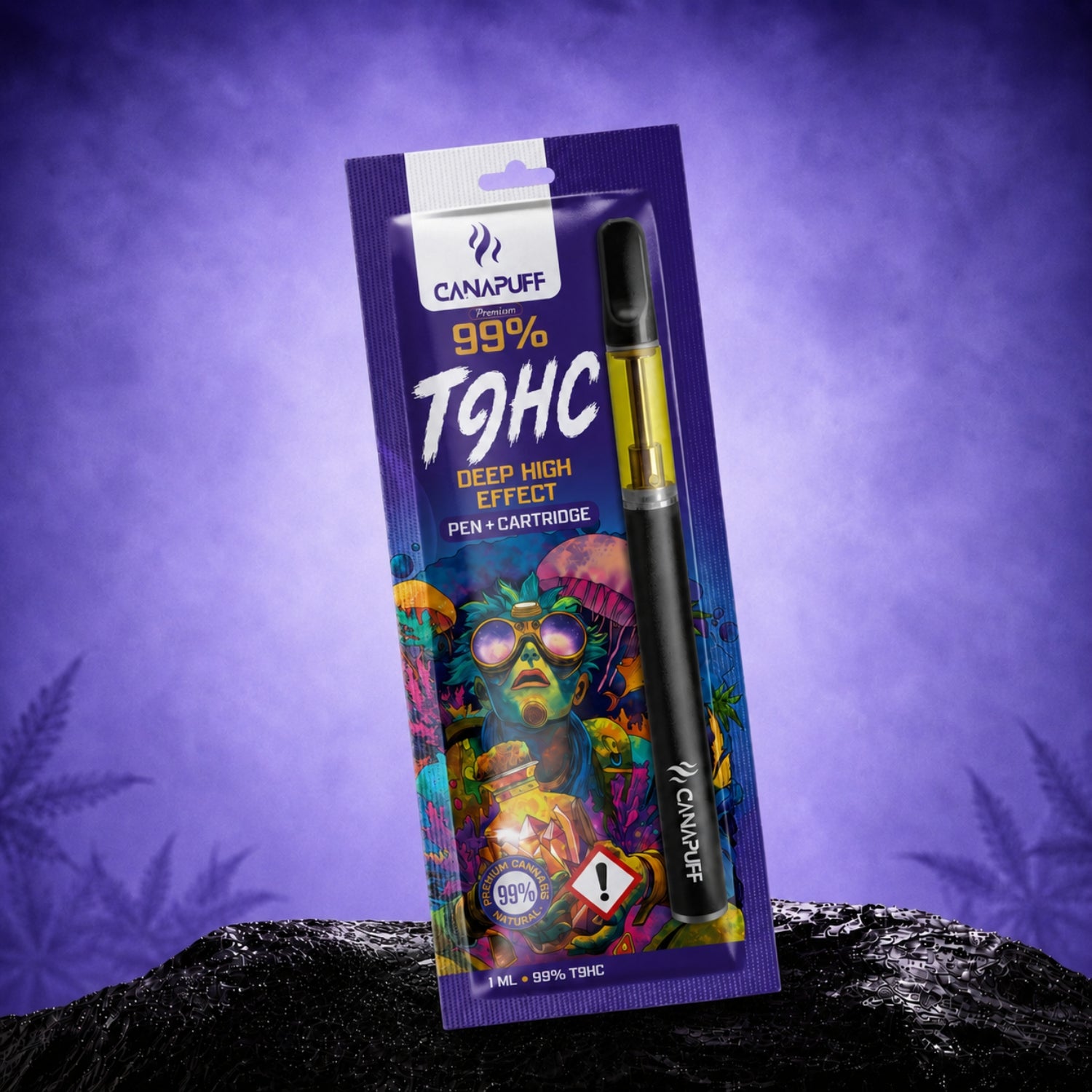Canapuff TⳊHC Pen+Cartridge Deep 99%, 1 ml disposable vape cartridge