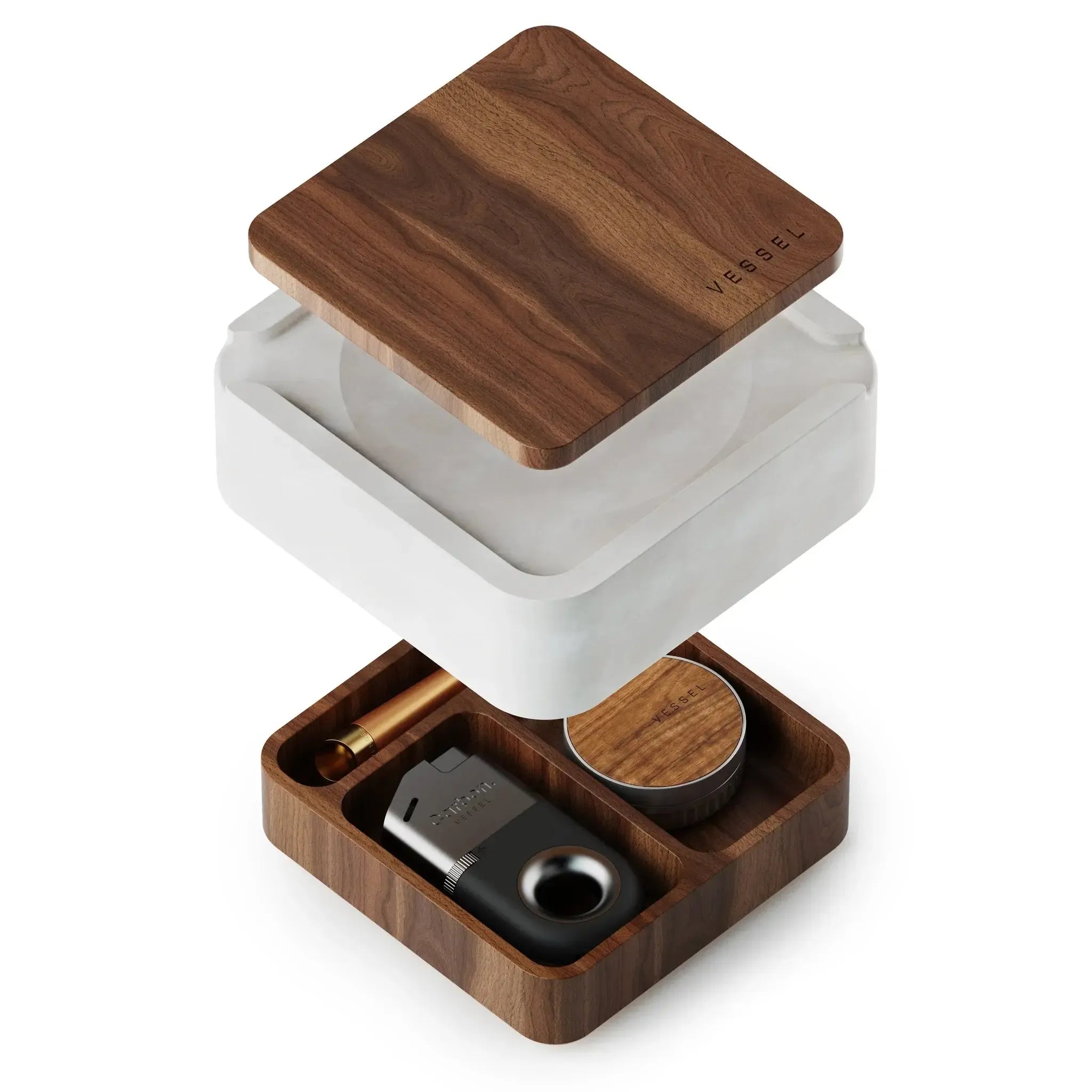 Vessel Box für Vape-Pipes und mehr Mid Shot mit weißem Hintergrund