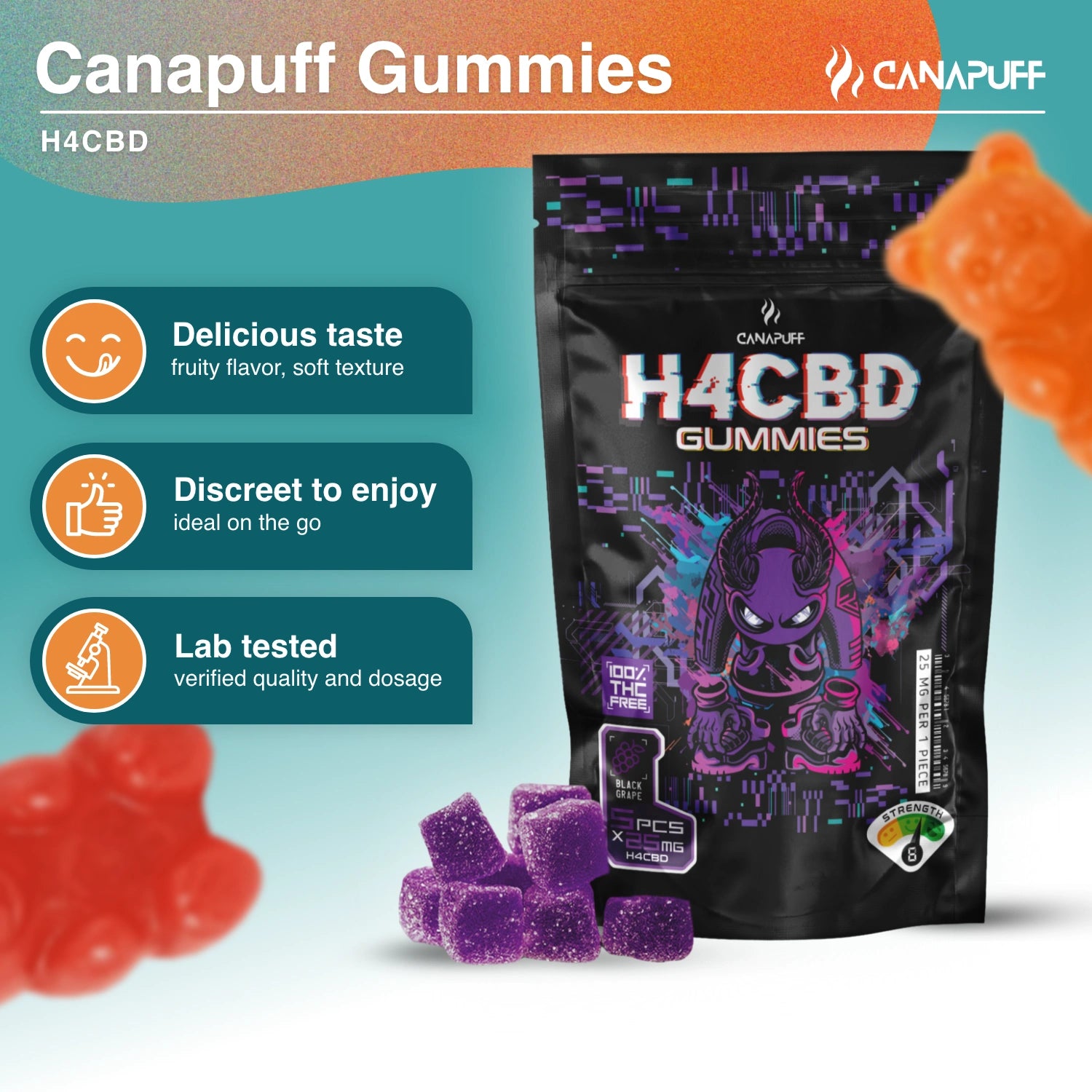 H4CBD Gummibärchen - Schwarze Traube - Canapuff