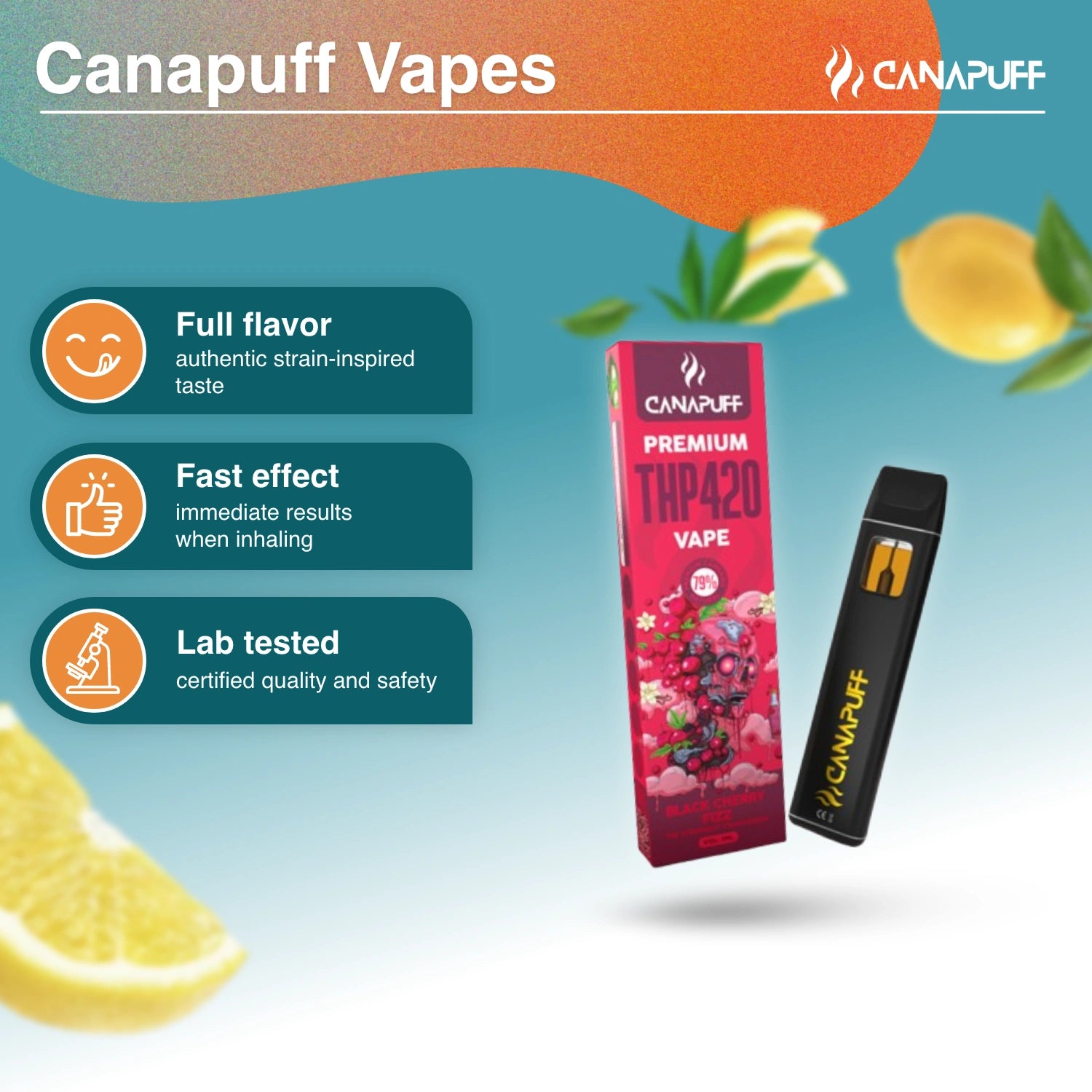 Black Cherry Fizz 79% THP420 - Canapuff - Vape - 1ml