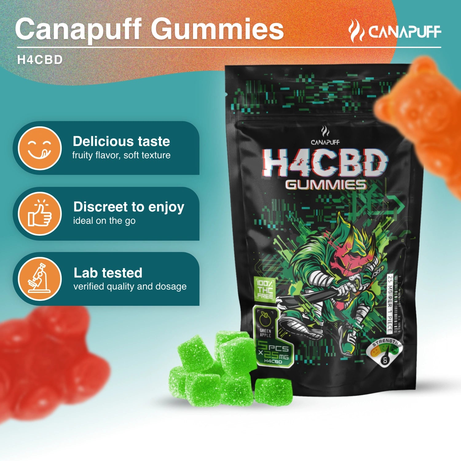 H4CBD Gummibärchen - Grüner Apfel - Canapuff
