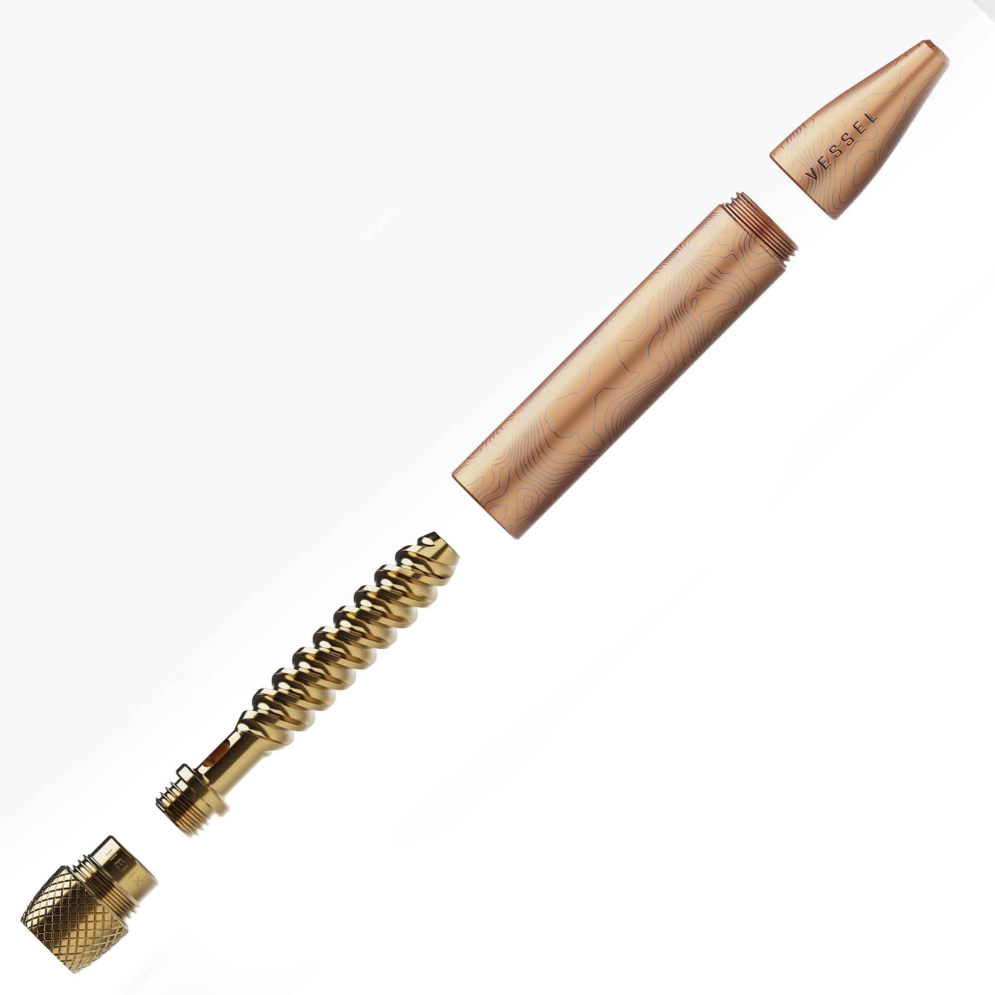 Vessel Pen zerlegt mit gold-blauem Design