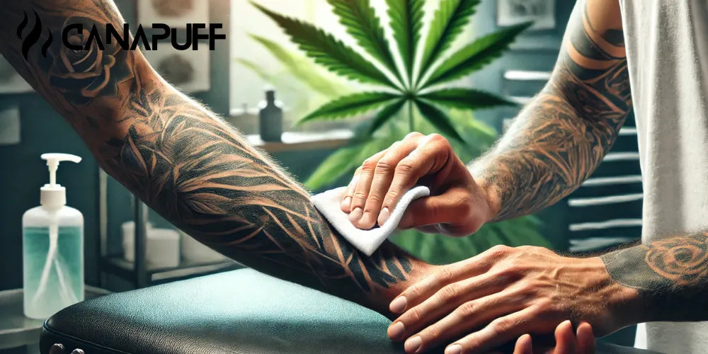 nach dem Tätowieren weed rauchen, weed rauchen, Tätowierung