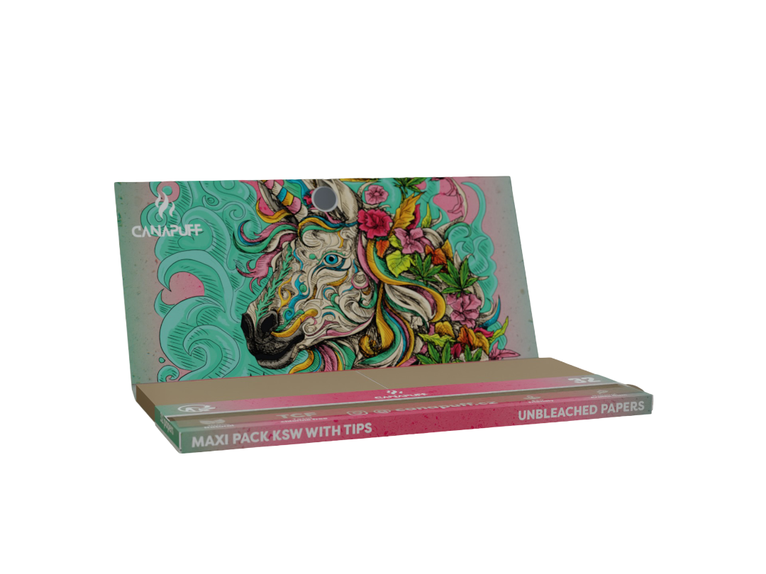 Canapuff Rolling Papers - Maxi Pack KSW mit Tips - Unicorn Piss