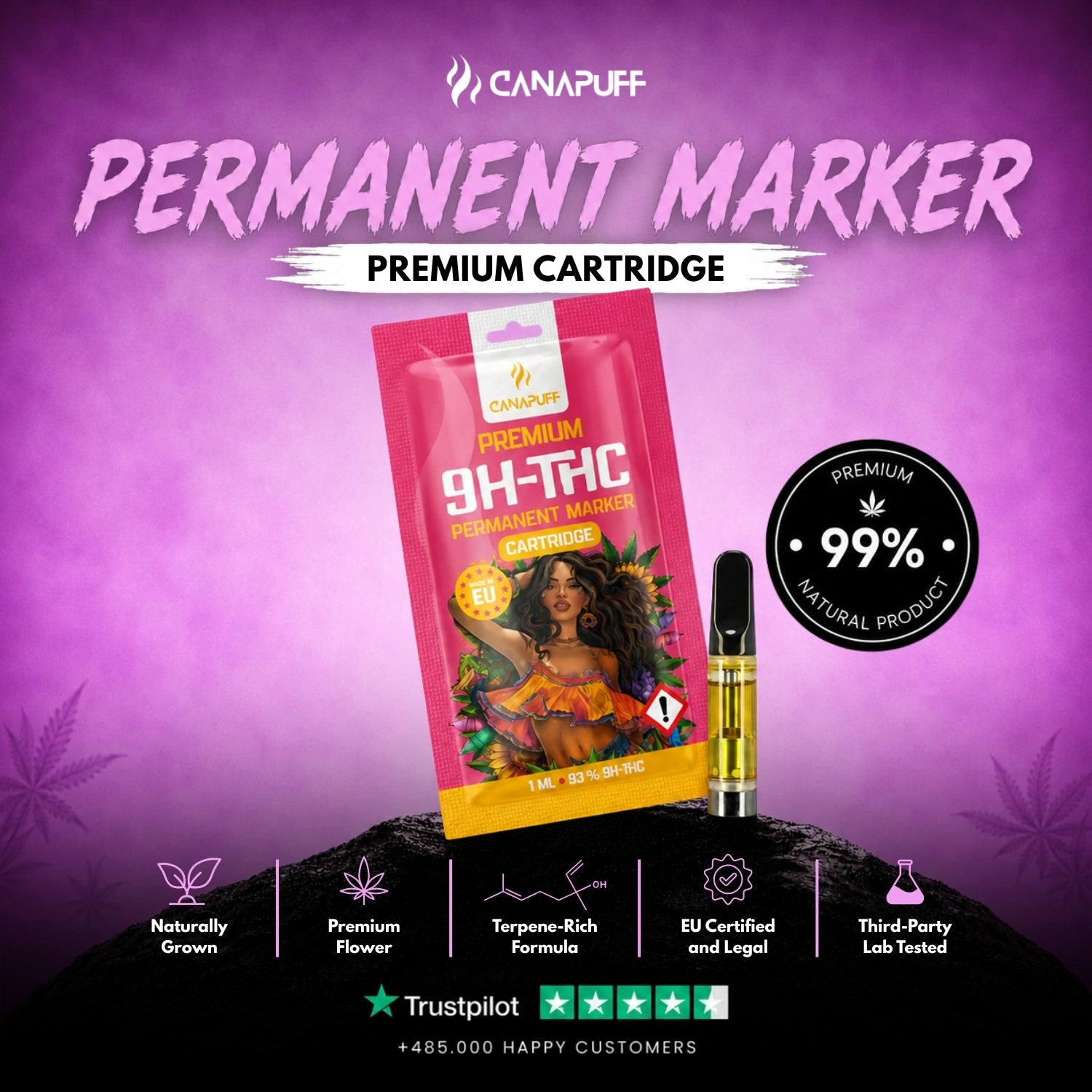 9H-THC Kartusche Permanent Marker 95%