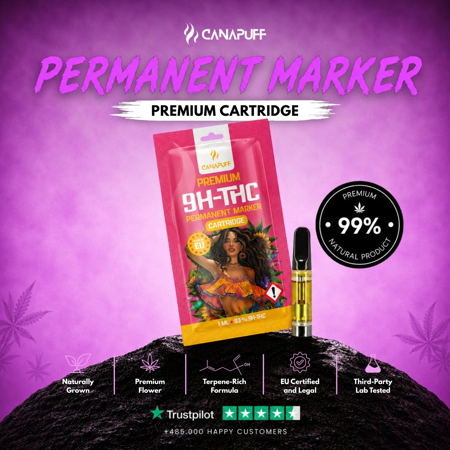 9H-THC Kartusche Permanent Marker 95%