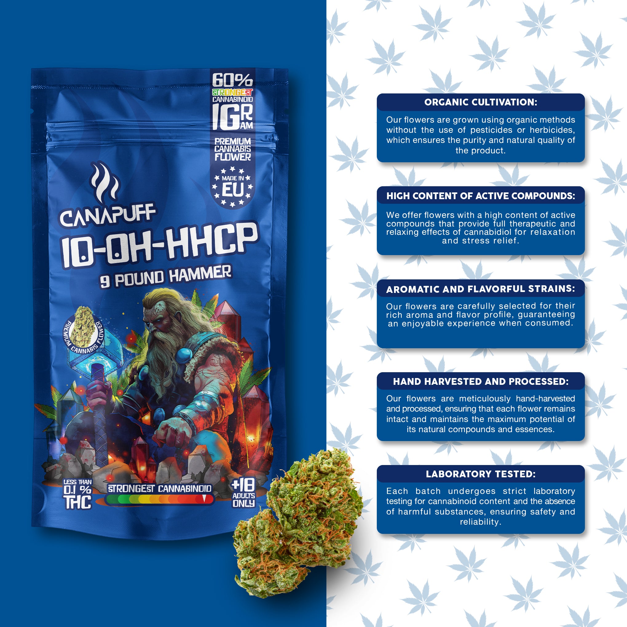 9 Pound Hammer 60% - 10-OH-HHCP Blüten