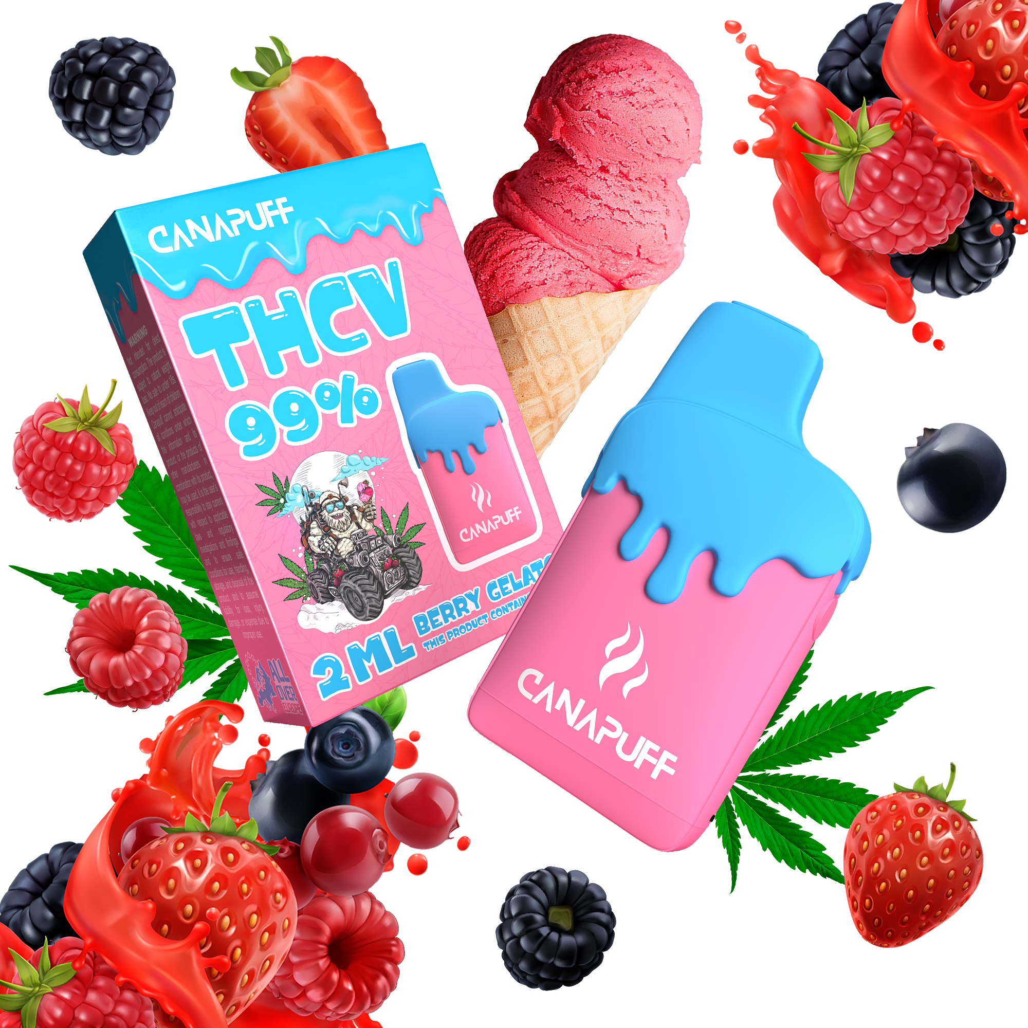 Berry Gelato 99% THCv - Canapuff - Einmalige Verwendung - 2ml