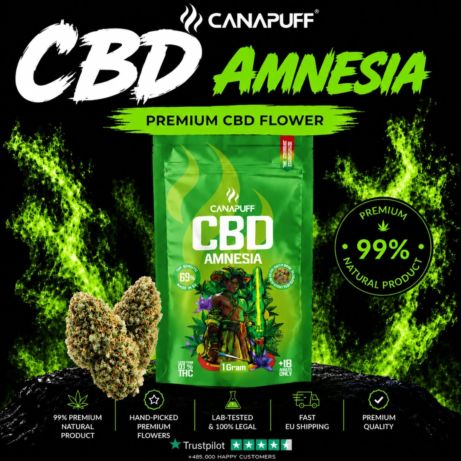 CBD Blüten Amnesia 69%