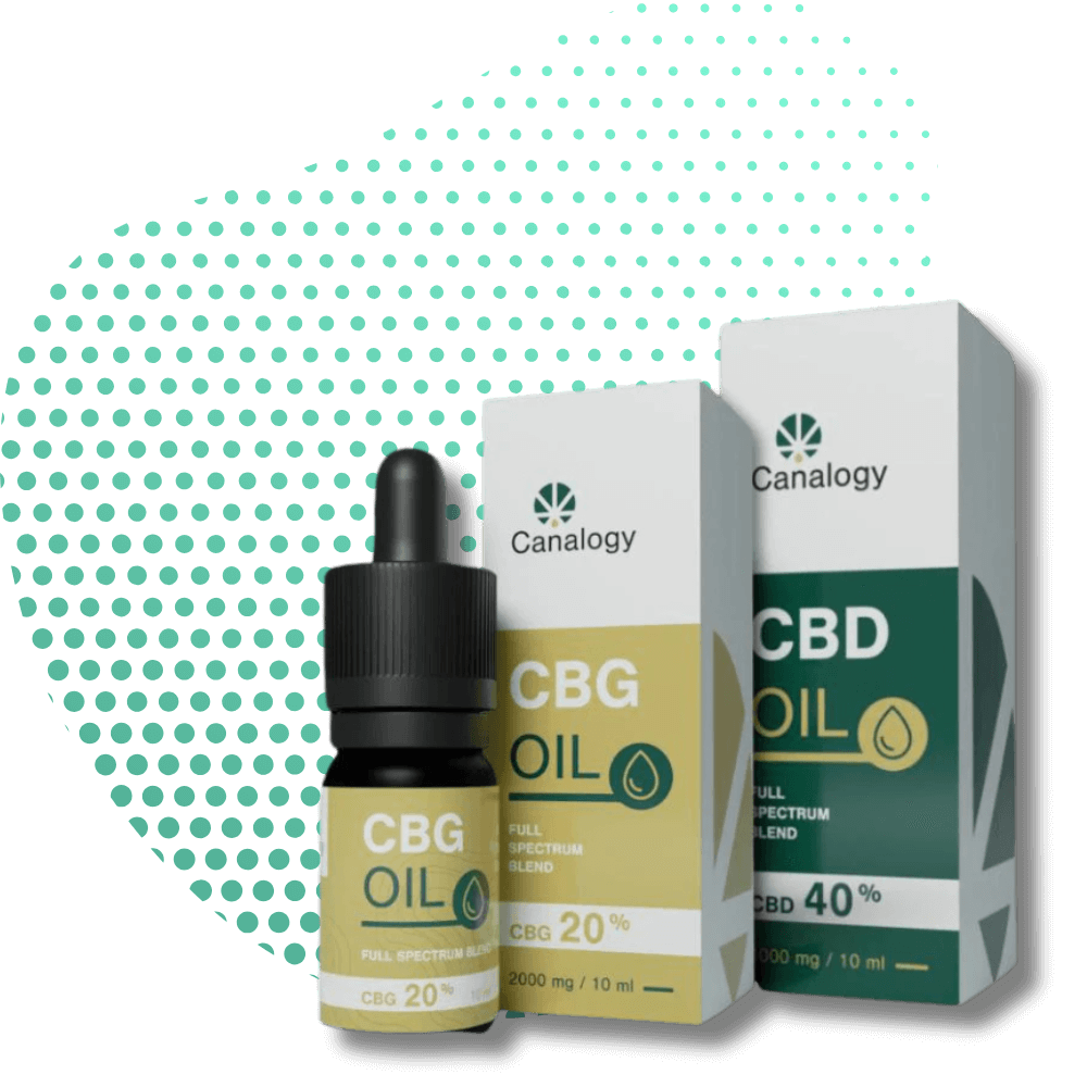 CBG and CBD oil bottles by Canalogy