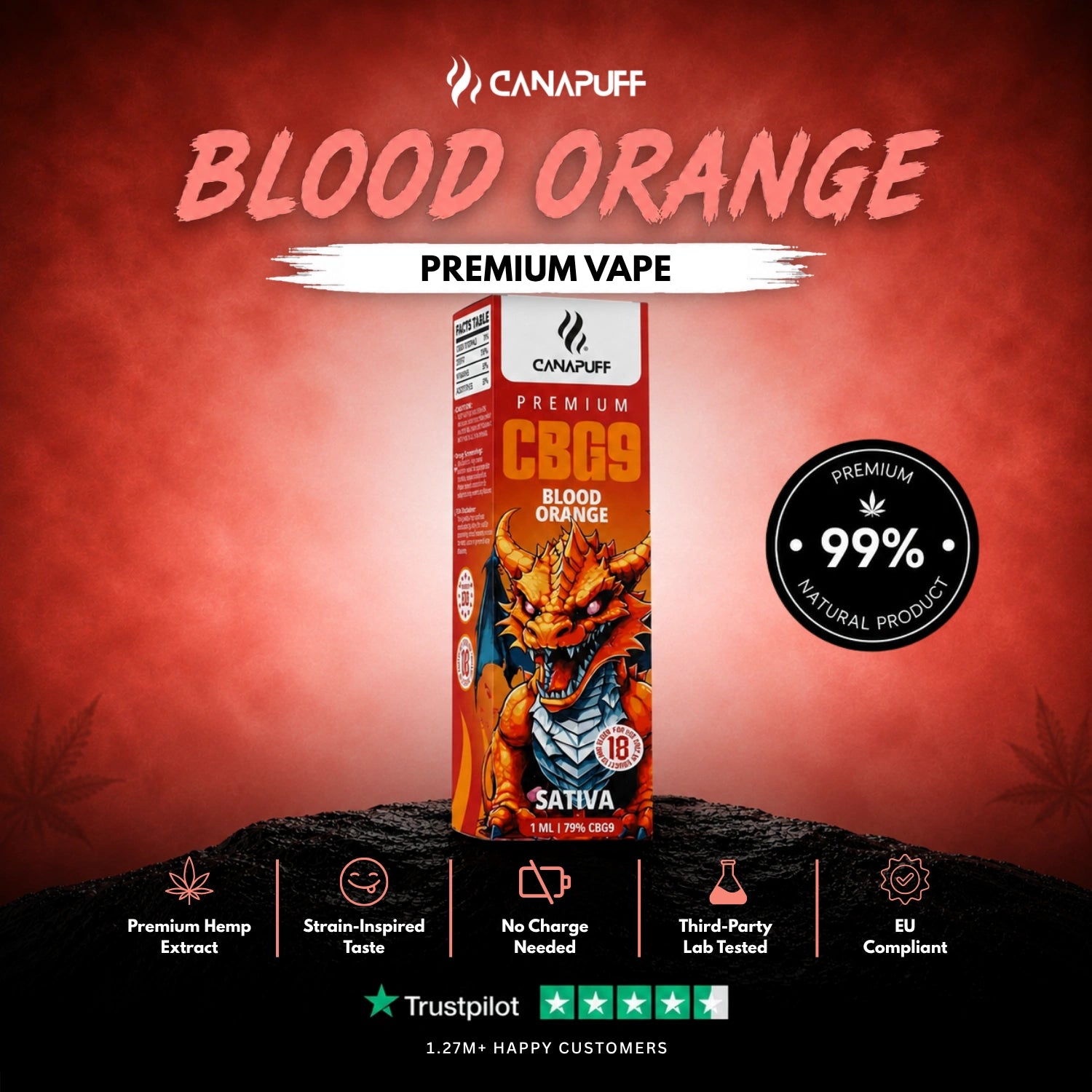 CBG9 Vape Blood Orange 79% 1ml