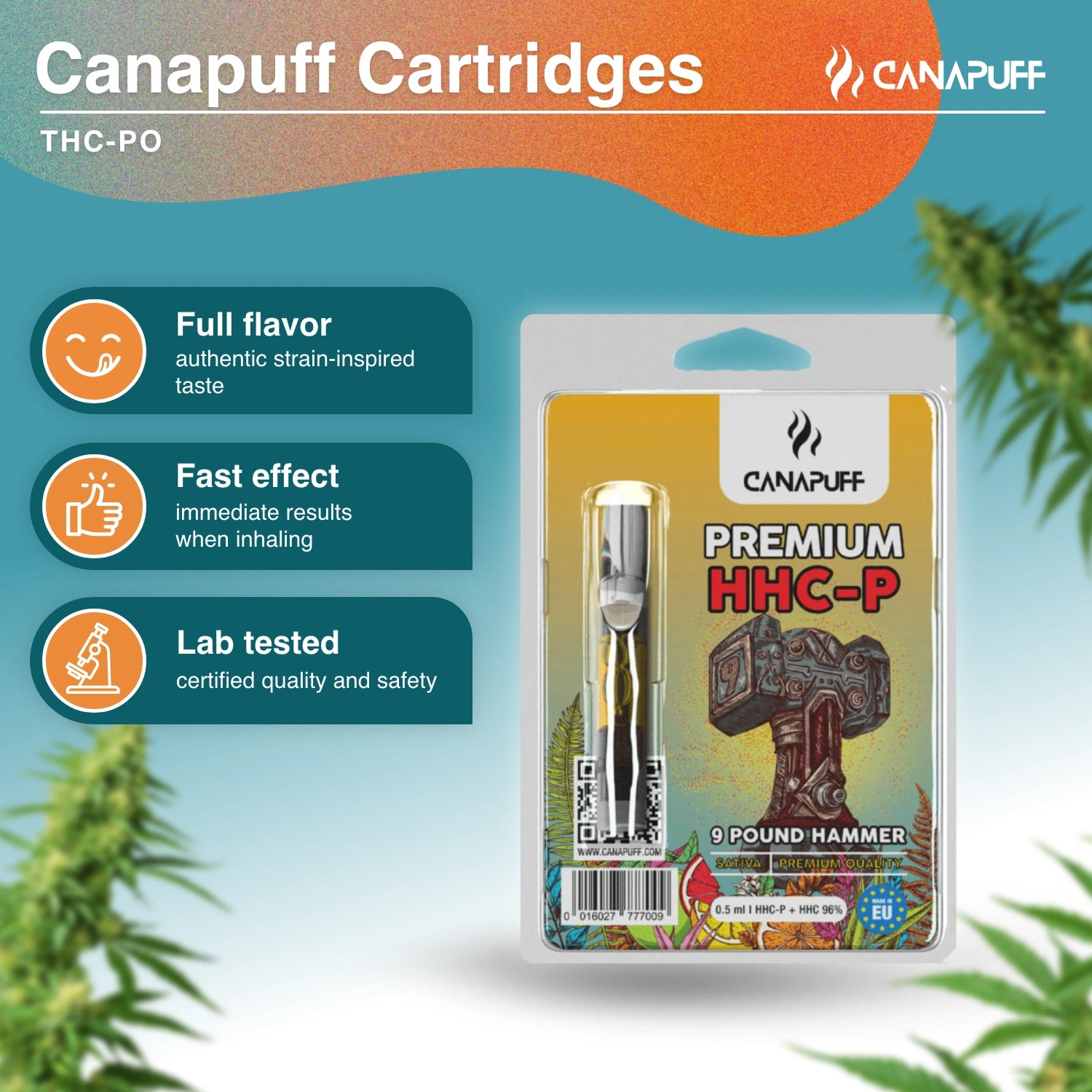 9 POUND HAMMER - HHC-P 96% - cartridge - CanaPuff