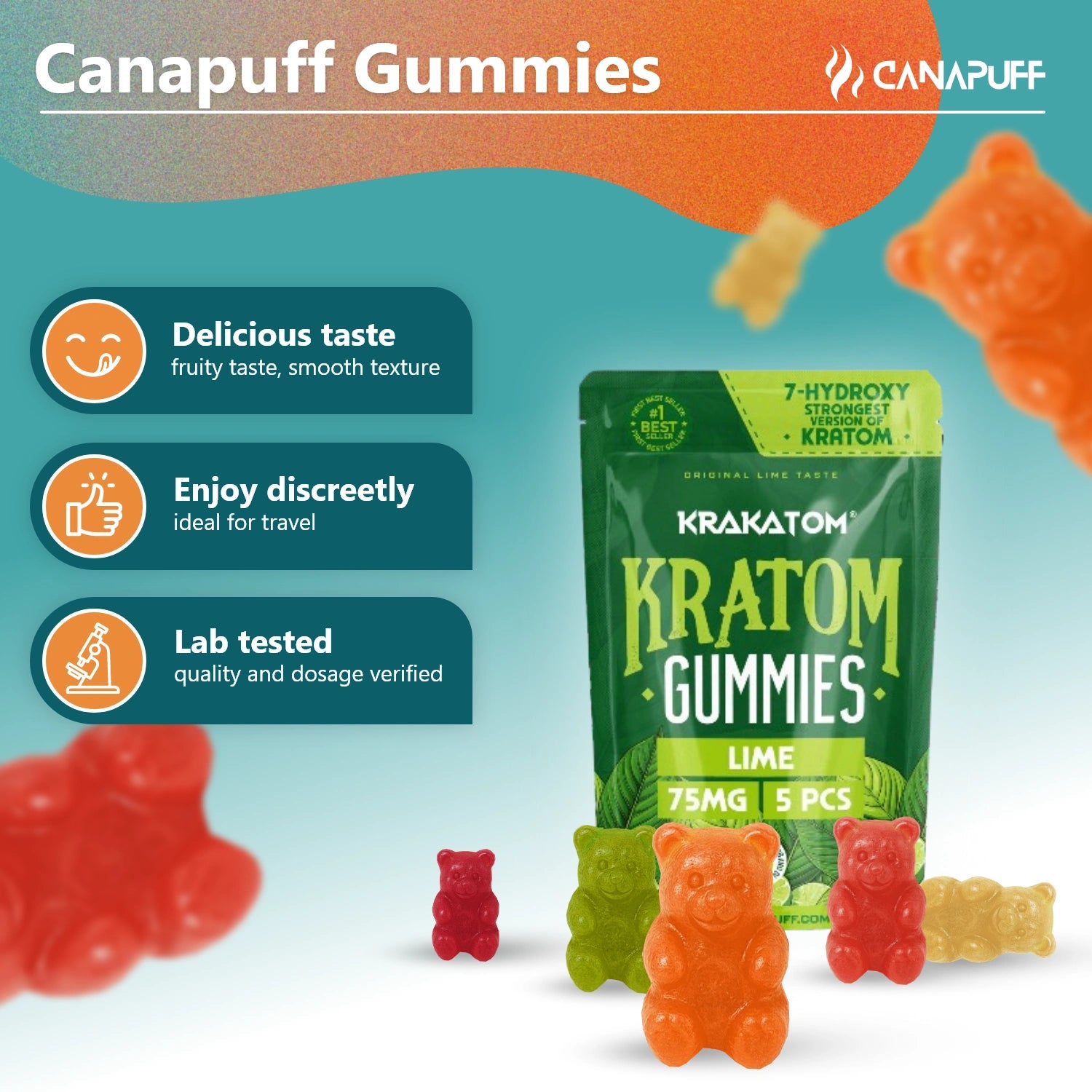 Canapuff - 7 - Hydroxy Kratom Gummies - Lime