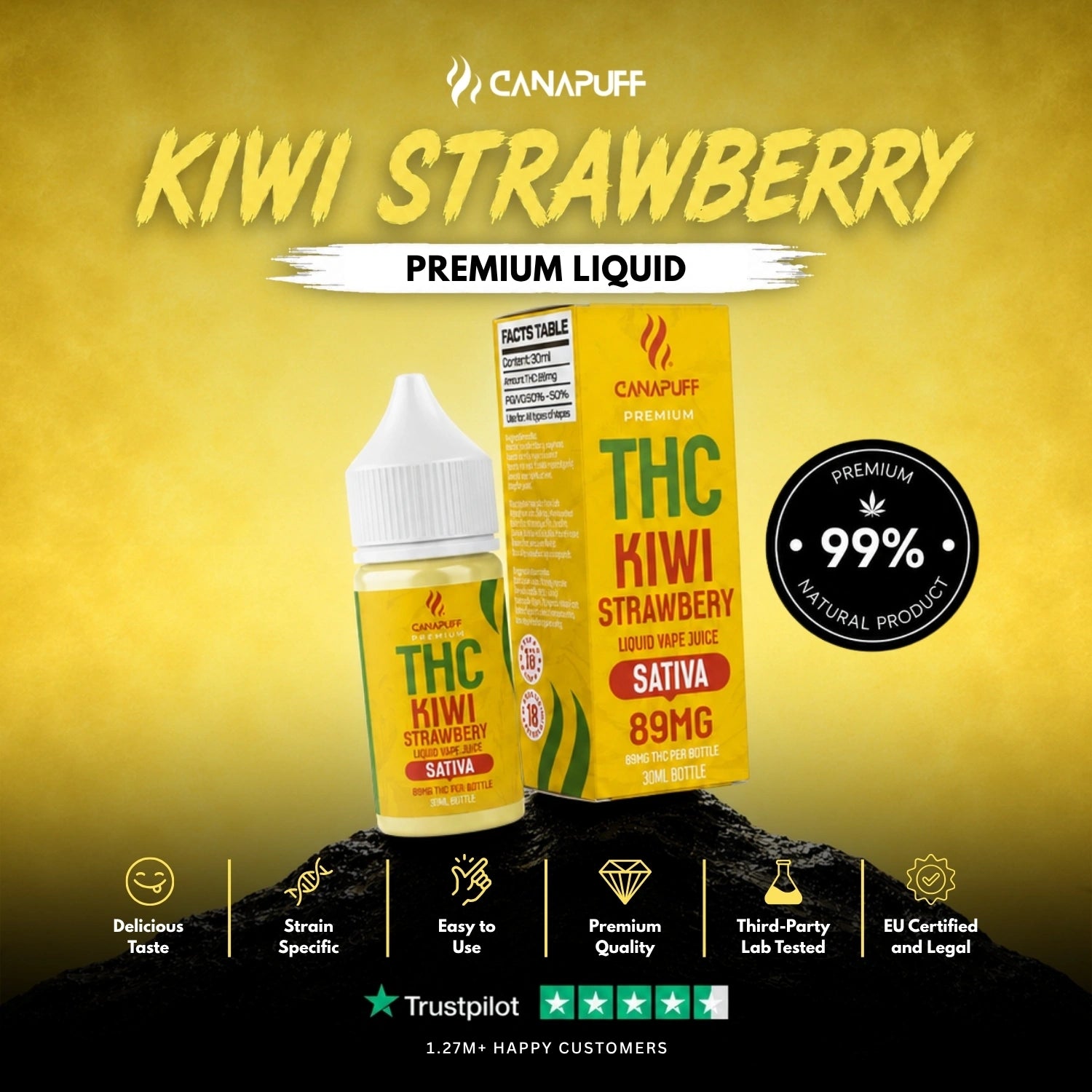 THC Liquid Kiwi Strawberry 89mg 30ml